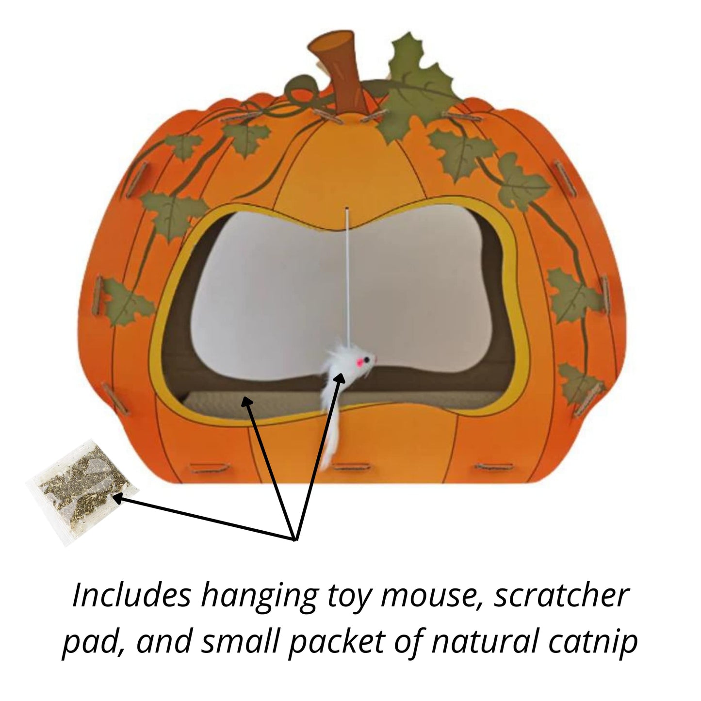 Midlee Halloween Pumpkin Cat Scratcher Cardboard House