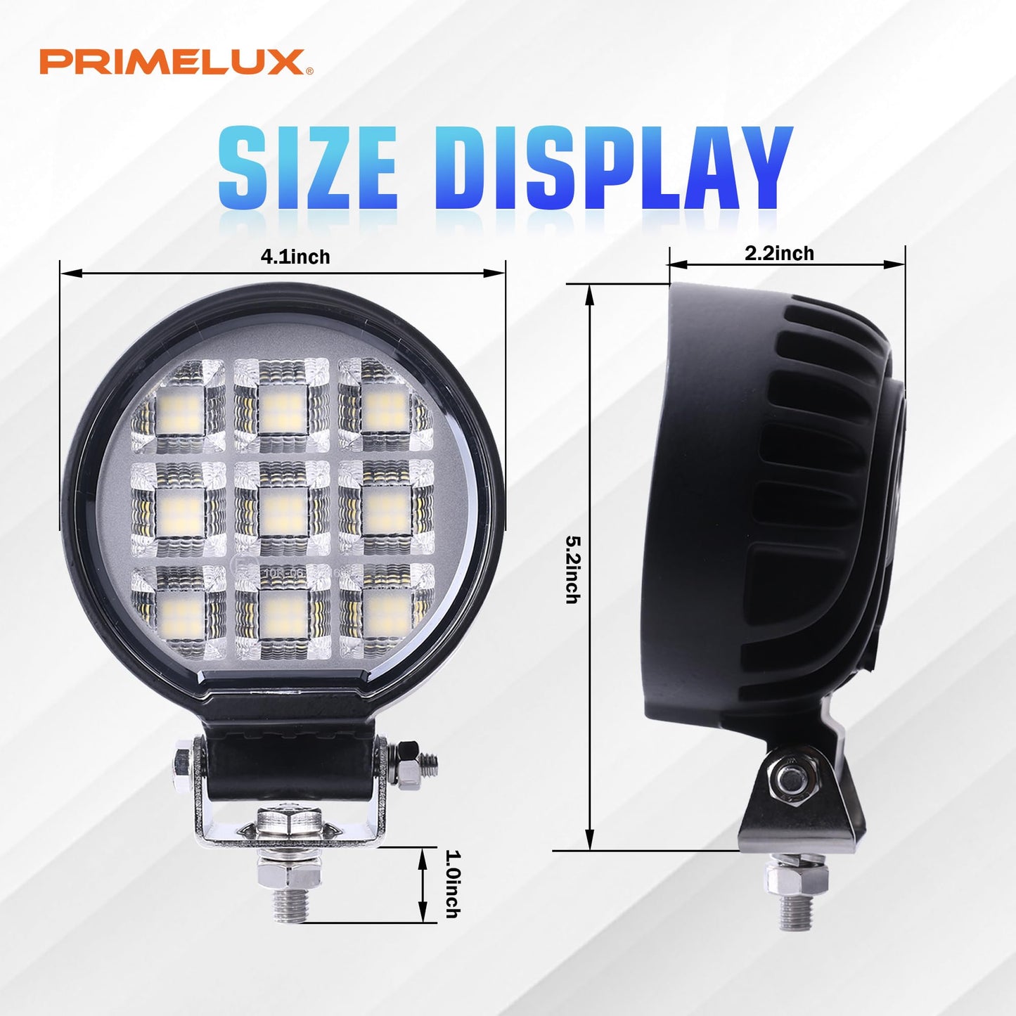 4.1 Inch 108W 8000LM LED Tractor Lights, 2PCS Round IP67 Waterproof LED Work Lights for Truck, 12/24V 5700K White Flood Light for Truck Tractor UTV and Heavy-Duty Equipment