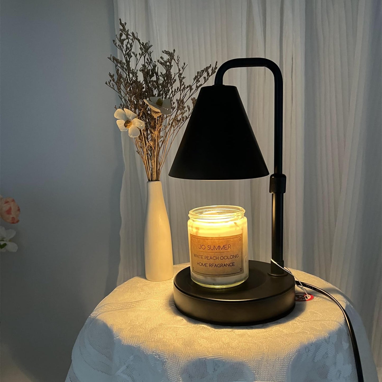 Suewow Candle Warmer Lamp, Adjustable Height, with Timer Dimmer, 2 Light Bulbs, Room Decor Wax Melt Warmer for Scented Wax, Gift for Mom (Black)