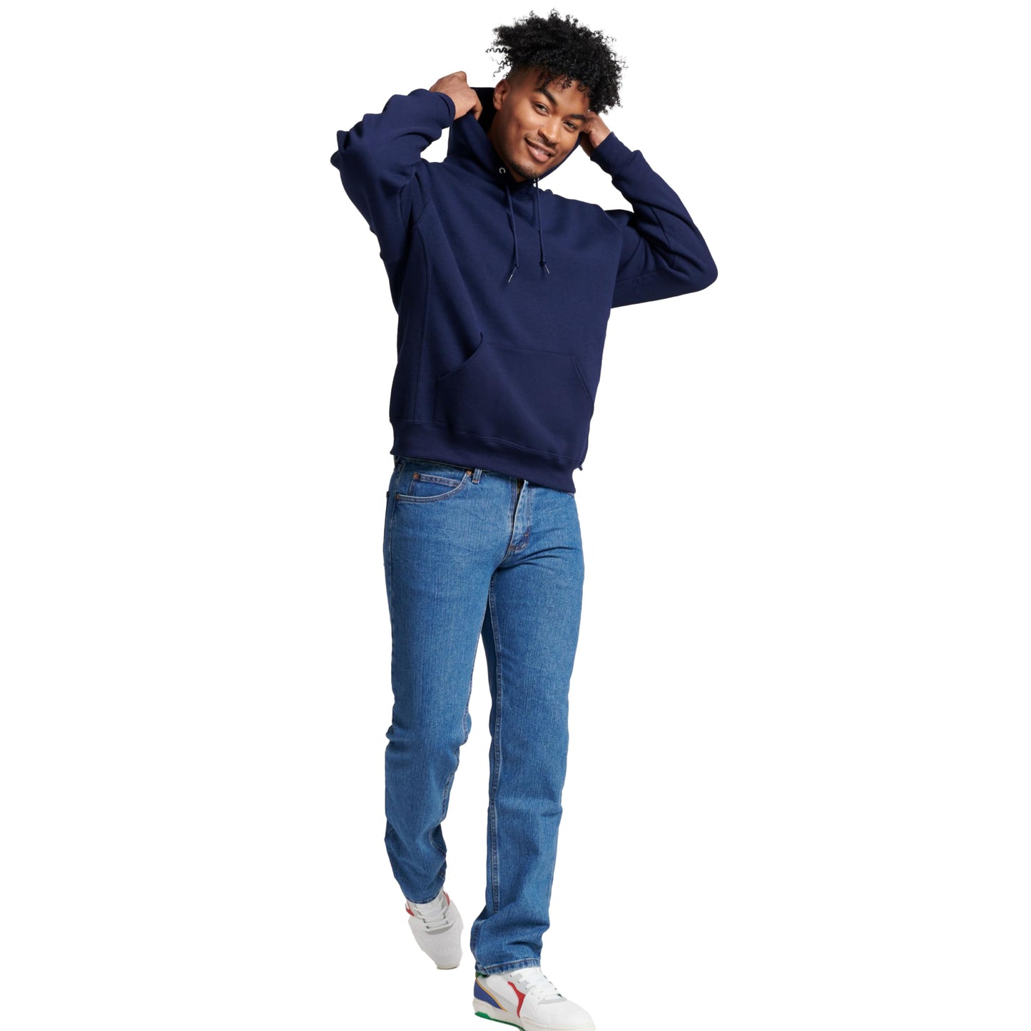 Russell Athletic Men's Dri-Power Hooded Pullover Fleece Sweatshirt, Navy, 3X-Large