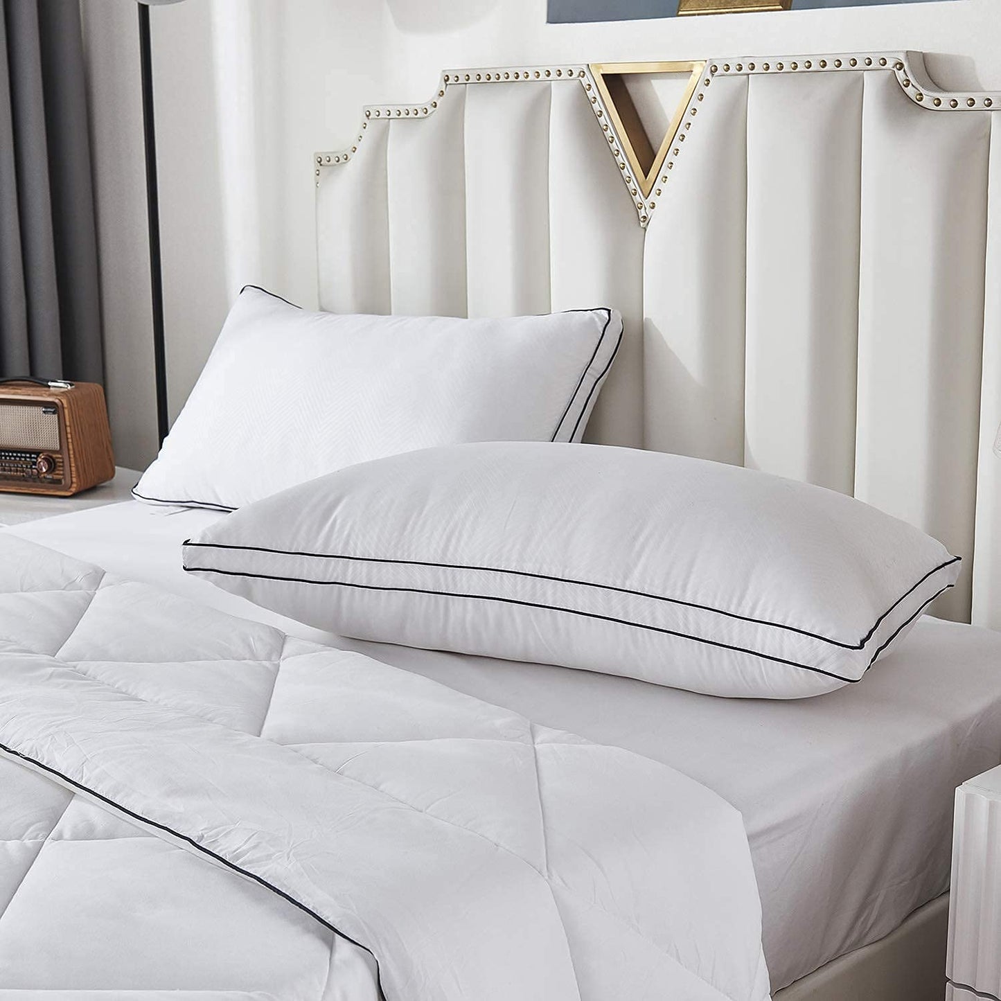 Gehannah King Bed Pillows for Sleeping（2 Pack）, Luxury Plush Soft Pillow with Home and Hotel, Breathable Microfiber Cover Skin-Friendly Pillows for Side Back Sleepers