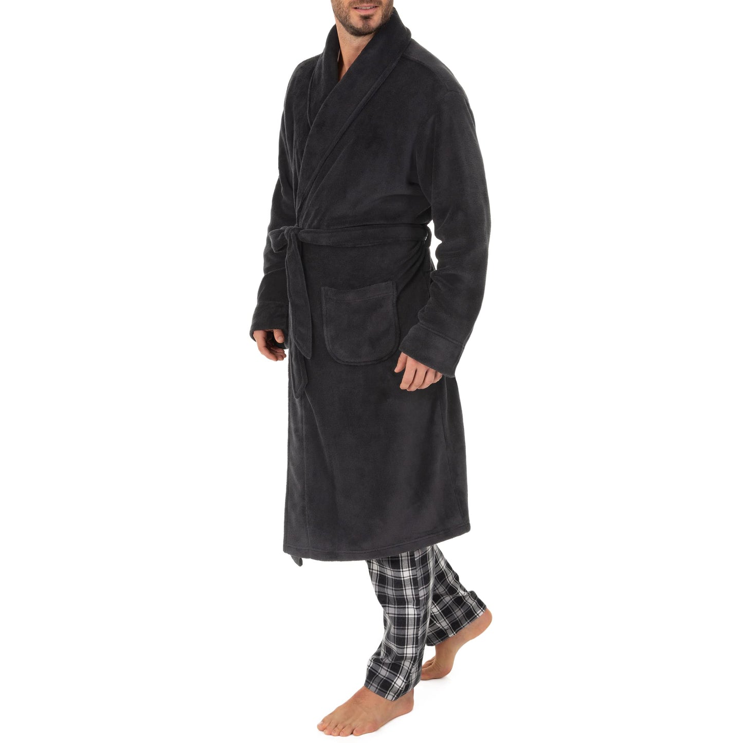 Van Heusen Mens Comfort Soft Fleece Robe, Grey, One Size