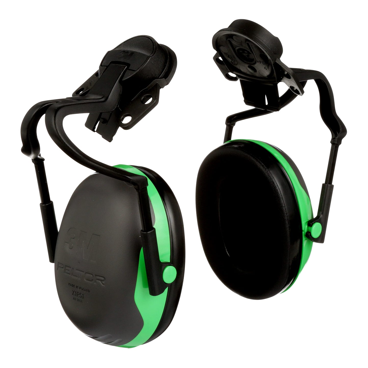 3M PELTOR X Series Earmuff, X1P51E, Full Brim Hard hat Attached electrically Insulated Green