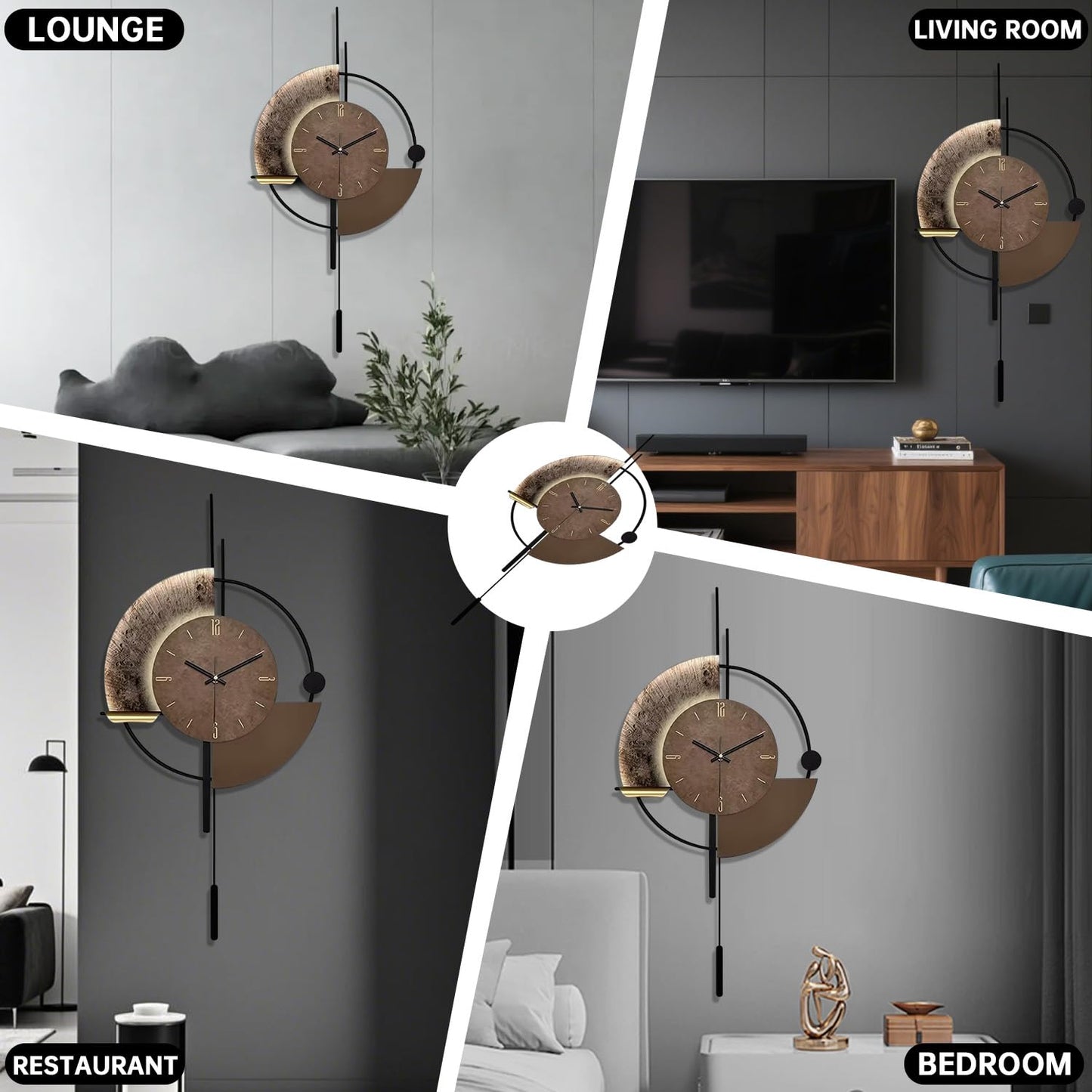 Wall Clock,Decorative Wall Clocks with Pendulum,Silent Quality Quartz Clock Battery Operated,Large Clock for Living Room,Kitchen,Home,Bathroom,Bedroom Wall Decor,16.5 * 31.5inch