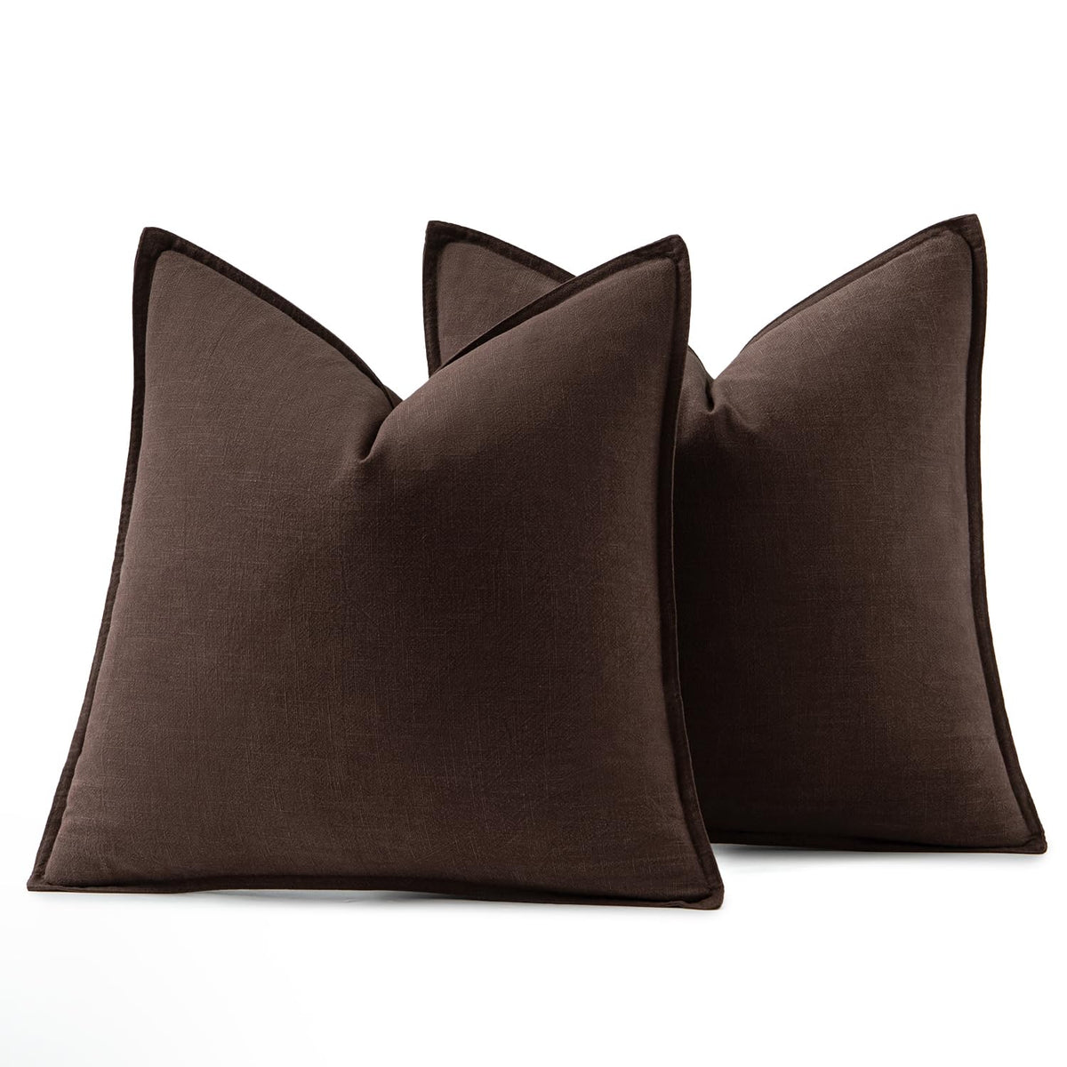MIULEE Decorative Linen Pillow Covers 18x18 Inch Dark Brown Boho Farmhouse Neutral Couch Throw Pillows for Bed Pack of 2 Accent Pillowcase Spring Modern Sofa Cushion Livingroom Home Decor