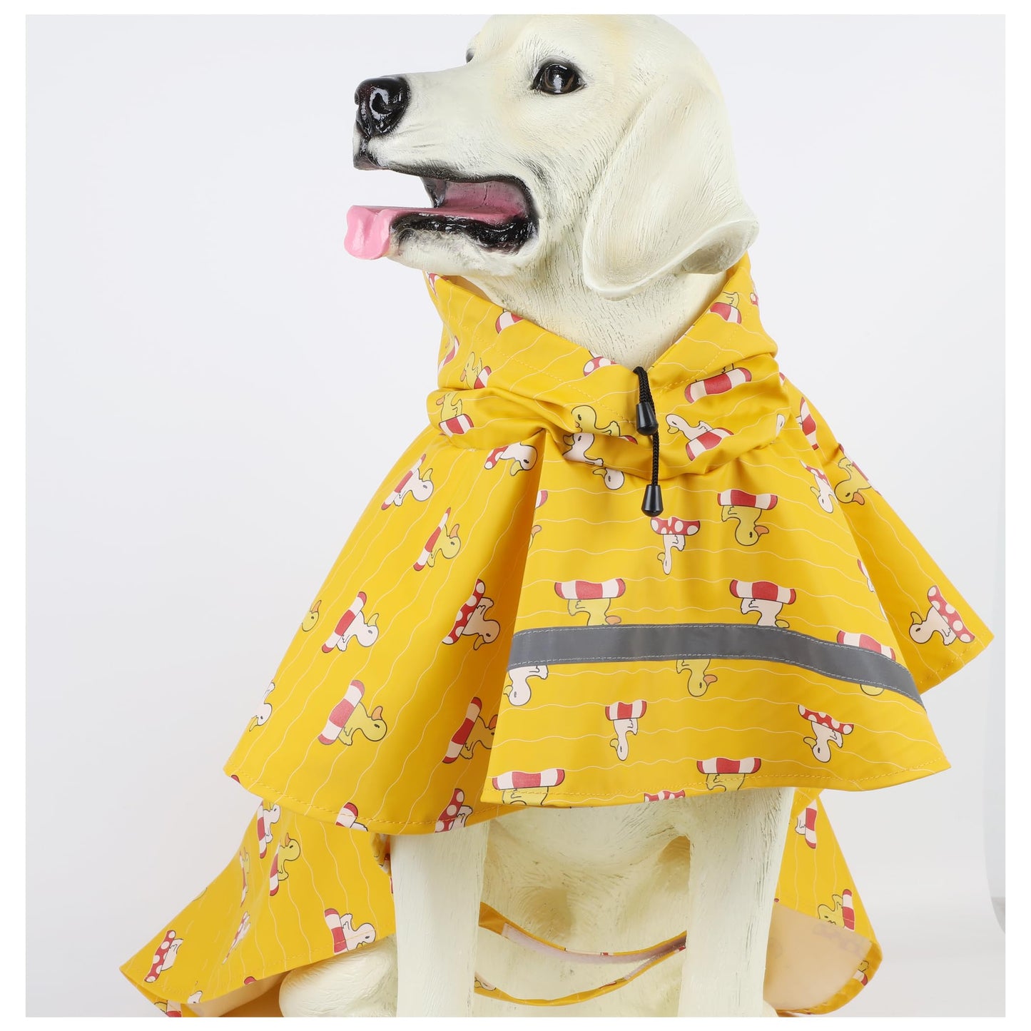 HAPEE Dog Raincoats for Large Dogs with Reflective Strip Hoodie,Rain Poncho Jacket for Dogs (E5-Yellow River, L (Back Length 20"))