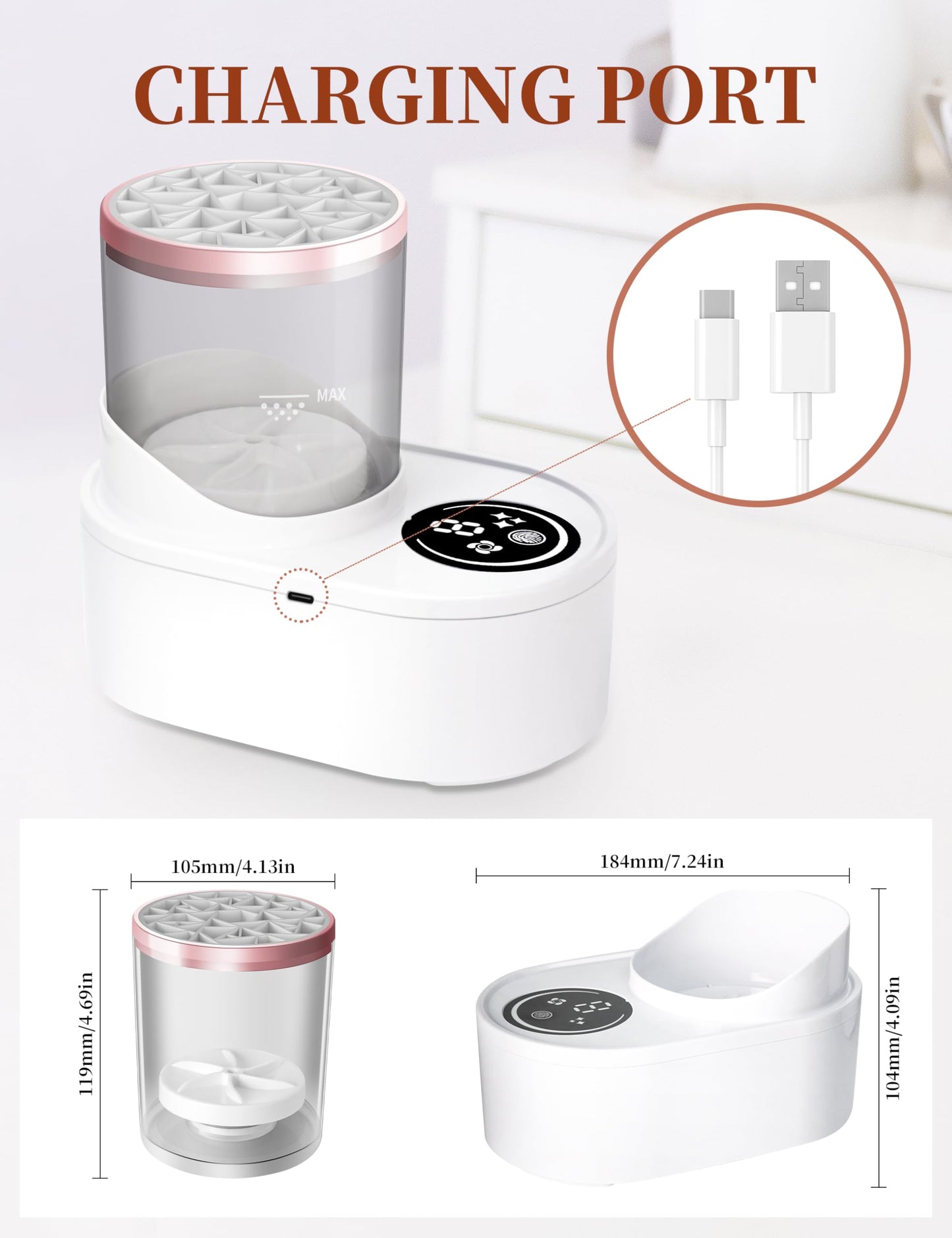 2-in-1 Electric Makeup Brush Cleaner Machine-Makeup Brush Cleaner Portable Automatic USB Cosmetic Brushes Cleaner Tool for All Size Beauty Makeup Brush Set,Contour, Eyeshadow, Blush Brush