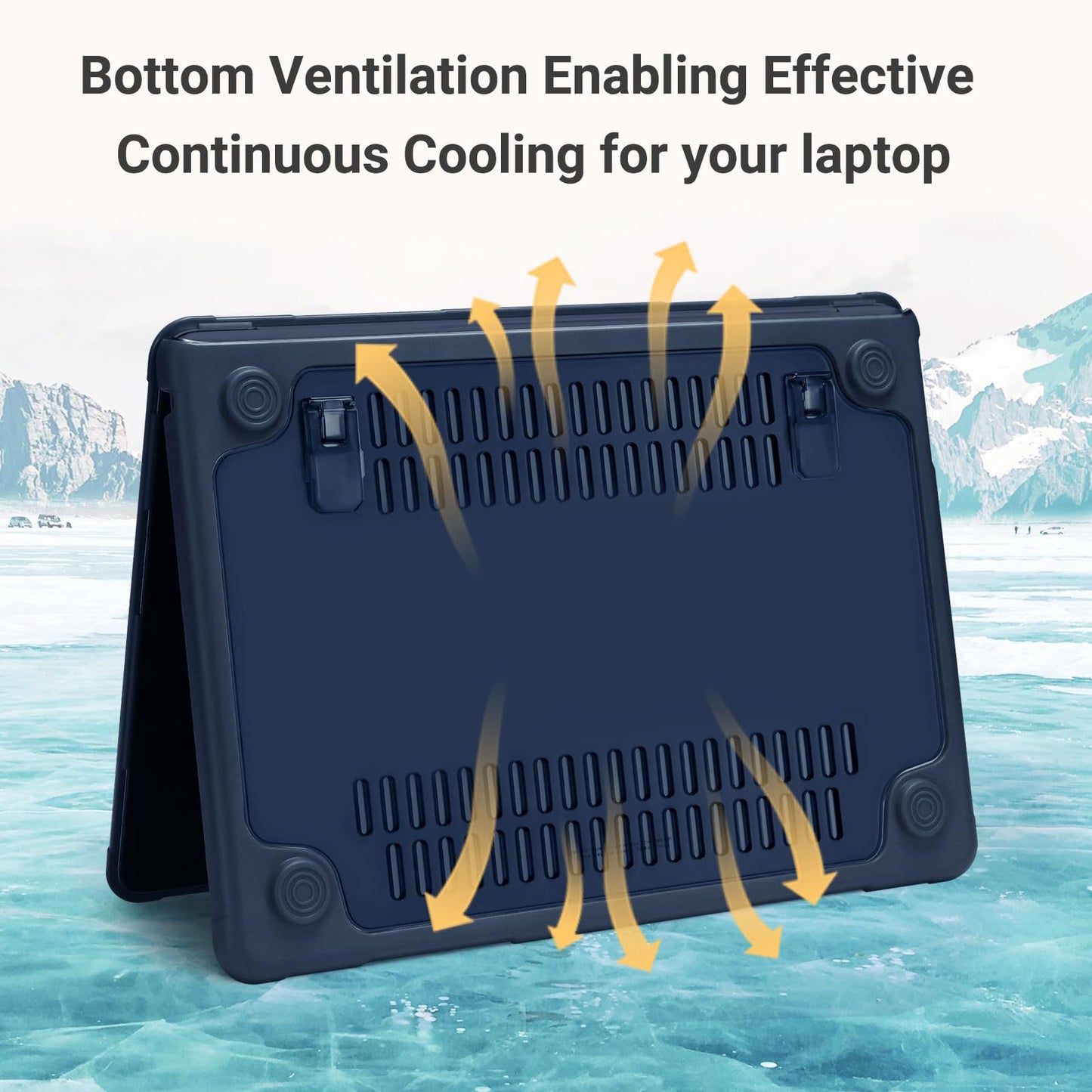MOSISO Shock-Absorbing Hard Shell with Kickstand Compatible with MacBook Air 13 inch Case 2026-2022 M5 A3449 M4 A3240 M3 A3113 M2 A2681, 4 in 1 Kit Anti-Crack Cover for MacBook Air 13.6,Midnight Blue