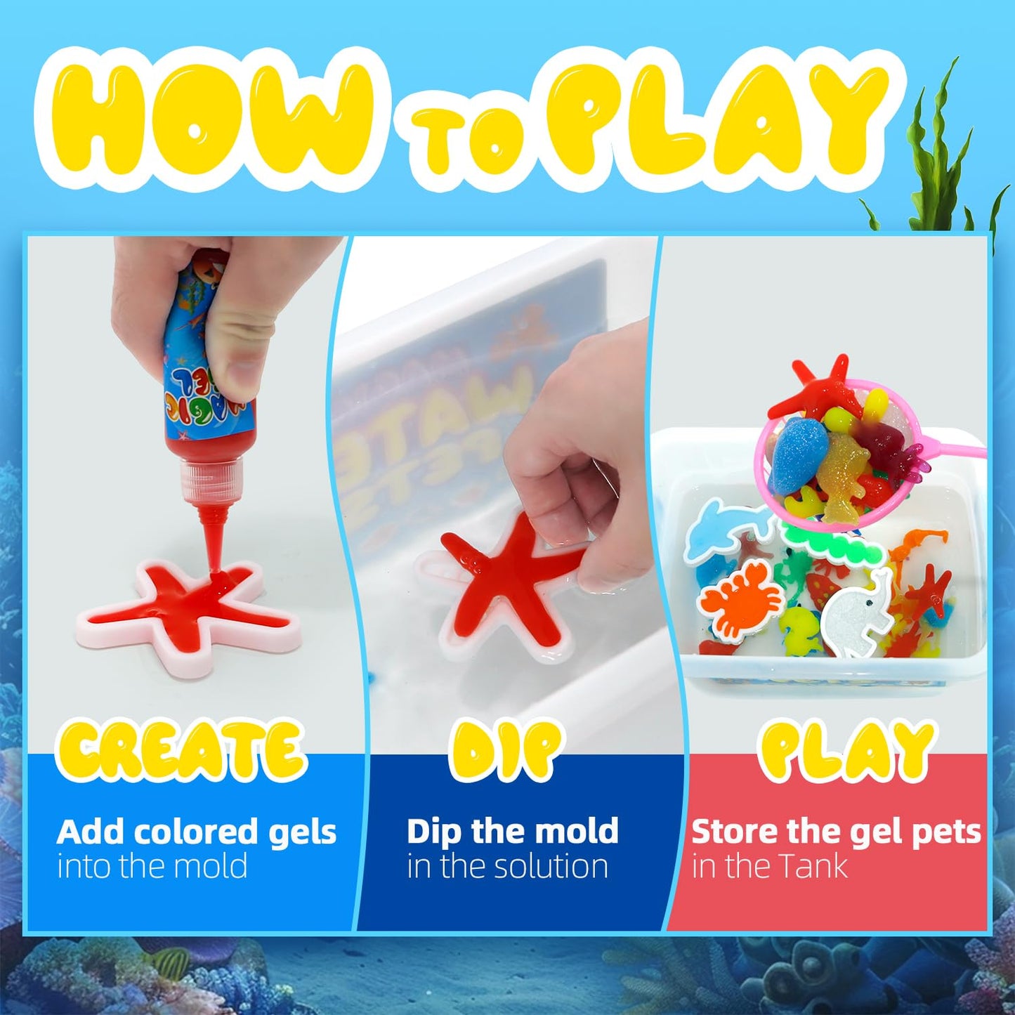 Flavery Magic Water Elf Toy Kit, Fairy Water Gel Kit with 20 Magic Gels and 24 Shape Molds, Aqua Squishy DIY Set, Birthday Gifts, Party Favors