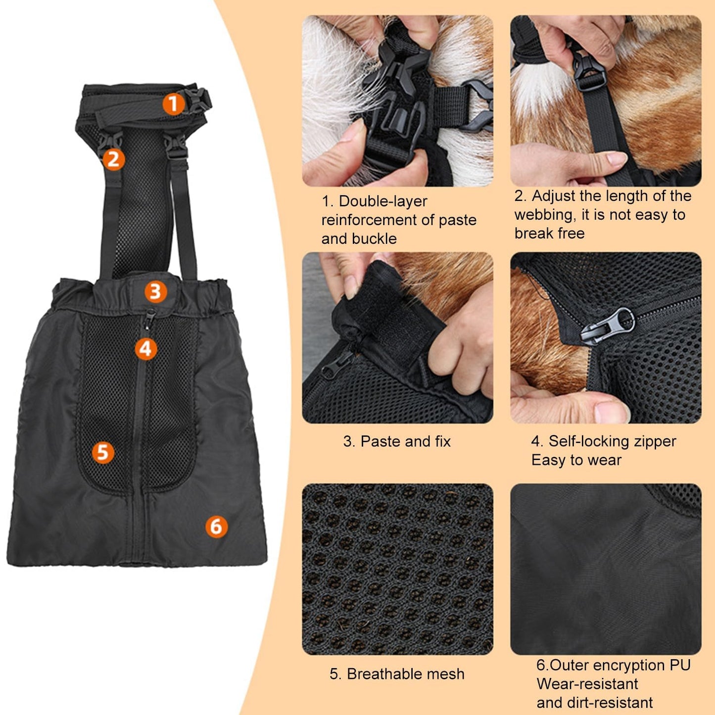 Drag Bag for Paralyzed Pets, Indoor Dog Wheelchair Alternative for Disabled Back Rear Legs Dog, Protects Chest and Limbs, Durable Nylon Breathable and Comfortable (XL)