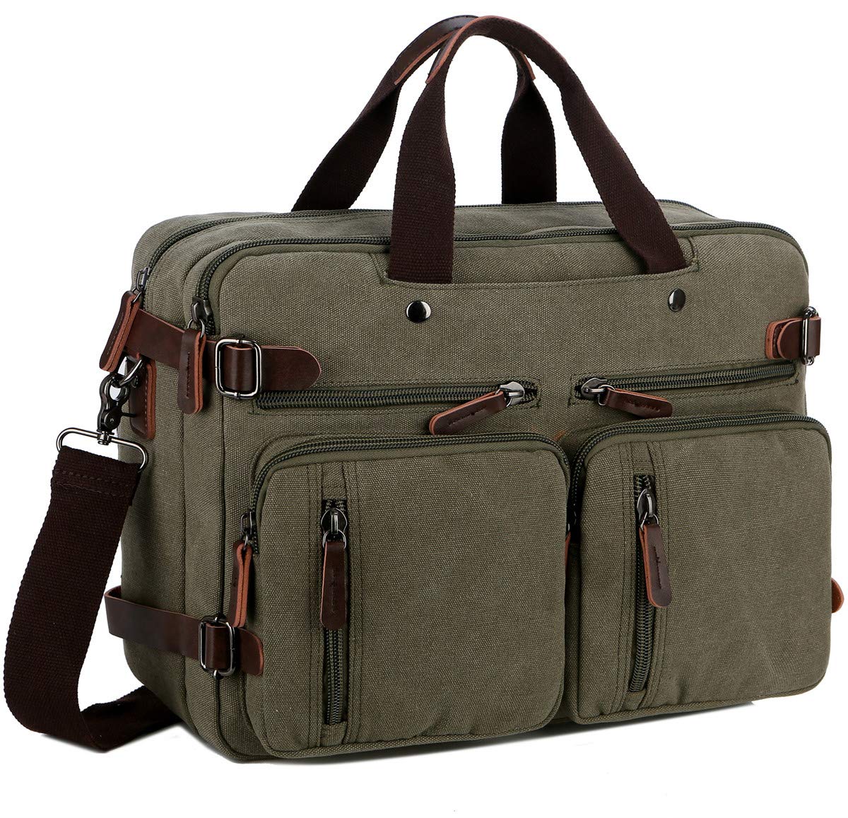 Baosha Convertible Briefcase Backpack 17 Inch Laptop Bag Case Business Briefcase HB-22, Amy Green, Large, Classic