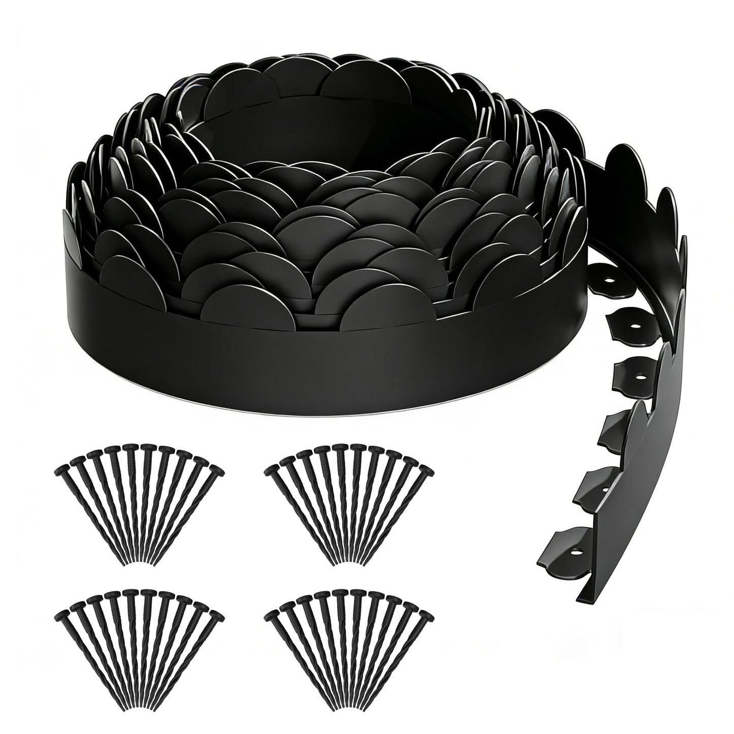 NEYCIL Landscape Edging 33ft, 4in Tall Garden Edging with 40pcs Spikes, Heavy Duty Lawn Edging Kit, Flexible Plastic Landscape Border for Grass, Yard, Flowerbeds, Gravel, Easy Flex No Dig, Black