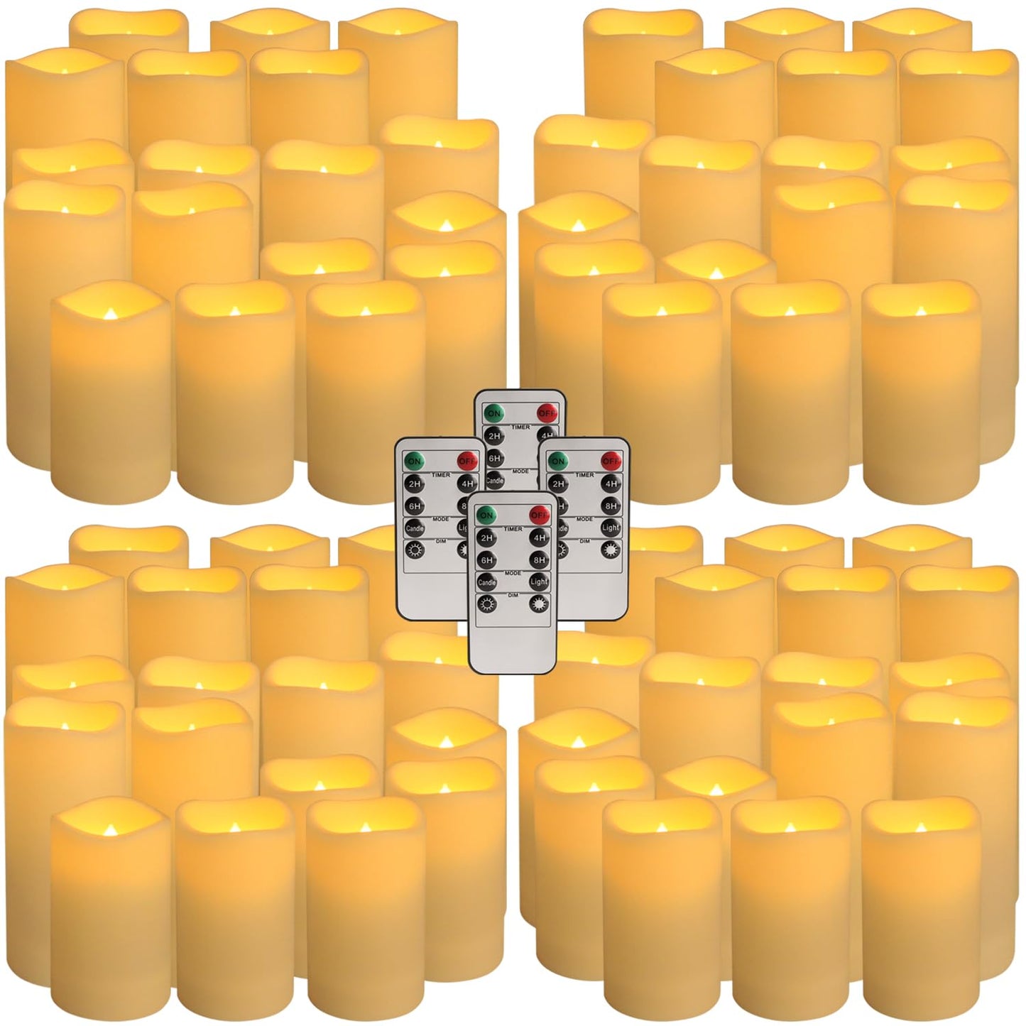 pliadvbu Flameless LED Candles 72 Pack, Outdoor Realistic Waterproof Votive Candles with 4 Remote Control and Timer for Halloween Wedding Festival Decor, (H 4" 5" 6" x D 2.2")…