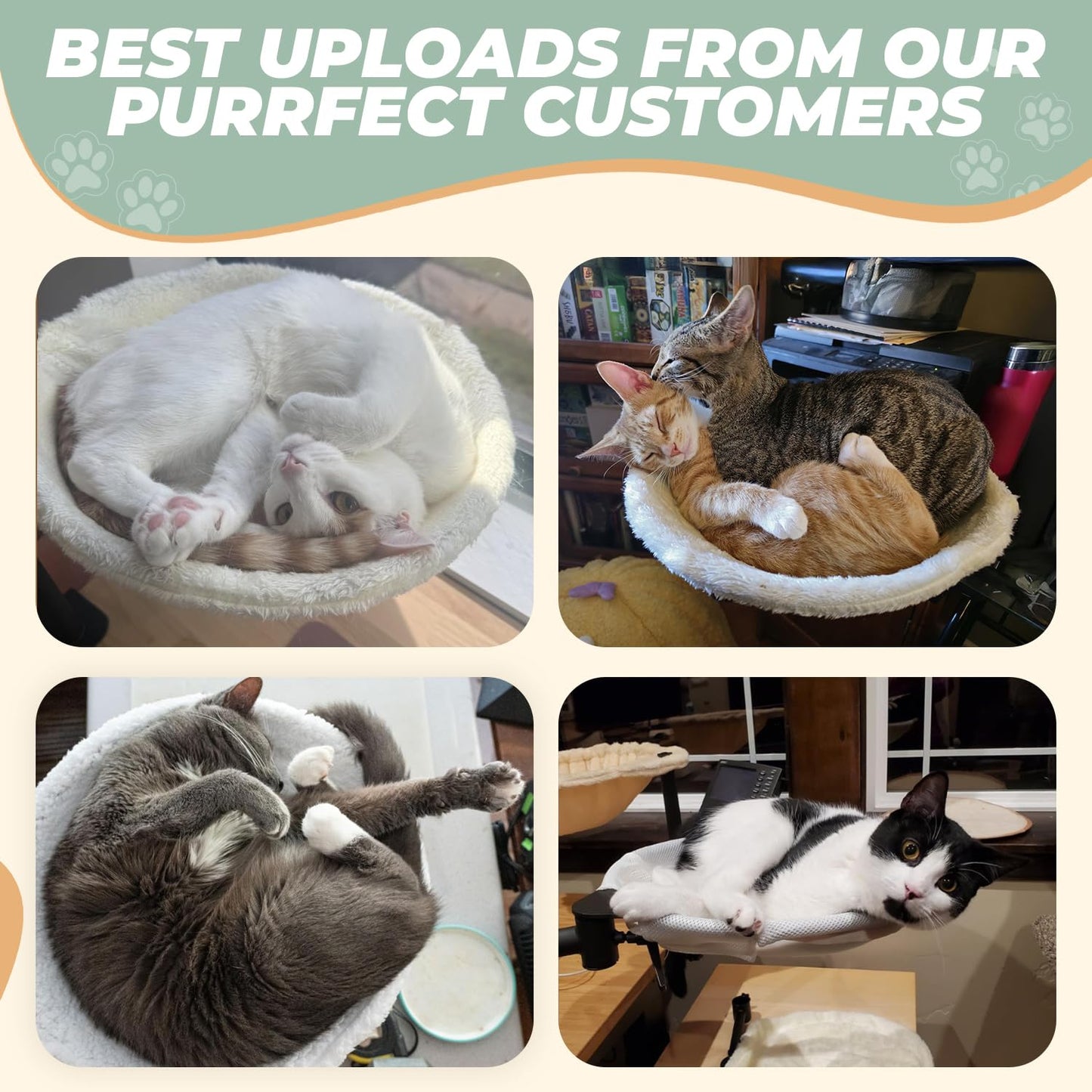 EVOMOTIVE Deskside Dreamer - Cat Desk Perch, [+ Catnip Fish Toy], Comes with [2 Washable Fabrics]: Mesh and Plush, 360° Rotating & Height Adjustable [Beige]. Max Weight 35LBS