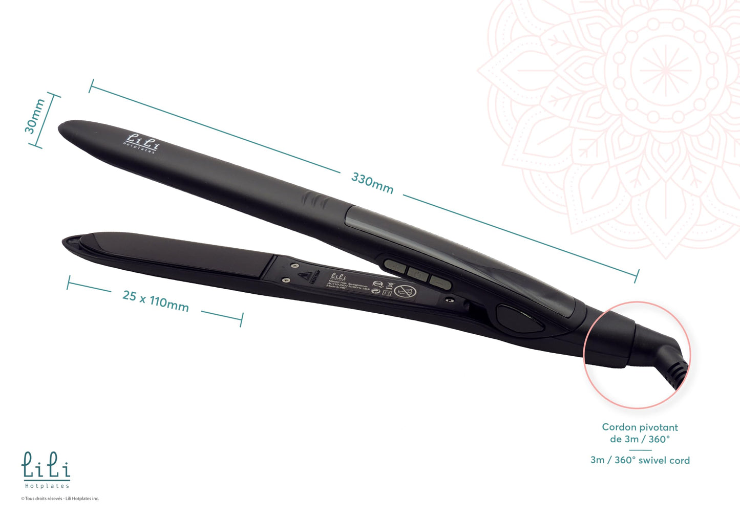 LILI HOTPLATES Classic Hair Straightener - 1 inch Titanium Plate | Professional Flat Iron 265-470°F Adjustable Temperature with LCD Screen | 3m Extra Long Power Cord | Fer Plat Professionnel
