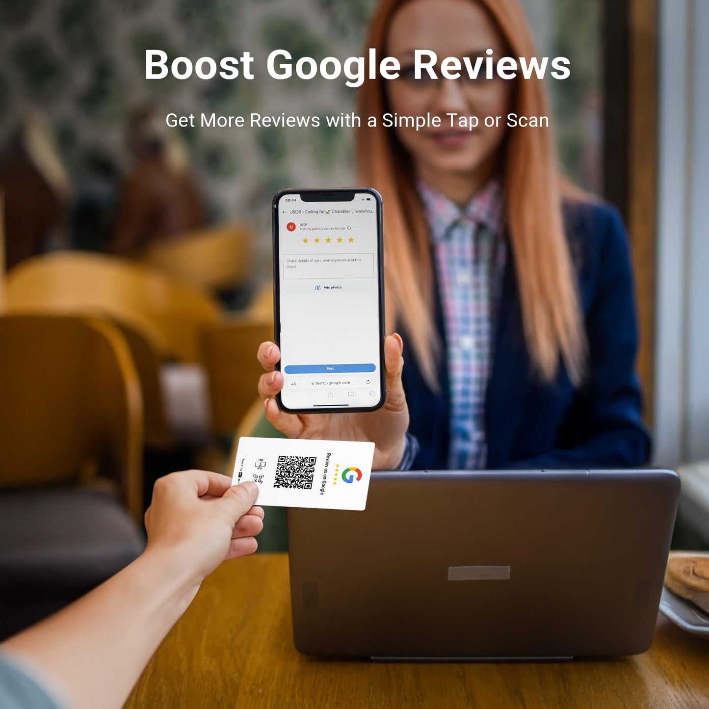 HotLabel Review Card 5-Pack – White – NFC Tap & QR Code – Includes 5 Independent Links (Supports 5 Different Stores or Same) – All Phones Compatible – No App/Subscription
