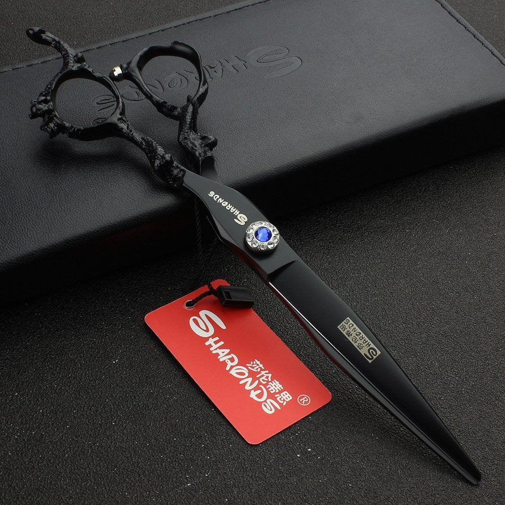 (3 Choices) 7 Inch Salon Professional Hairdressing Scissors Barber Hairstyling Special Tools (7 inch Black)