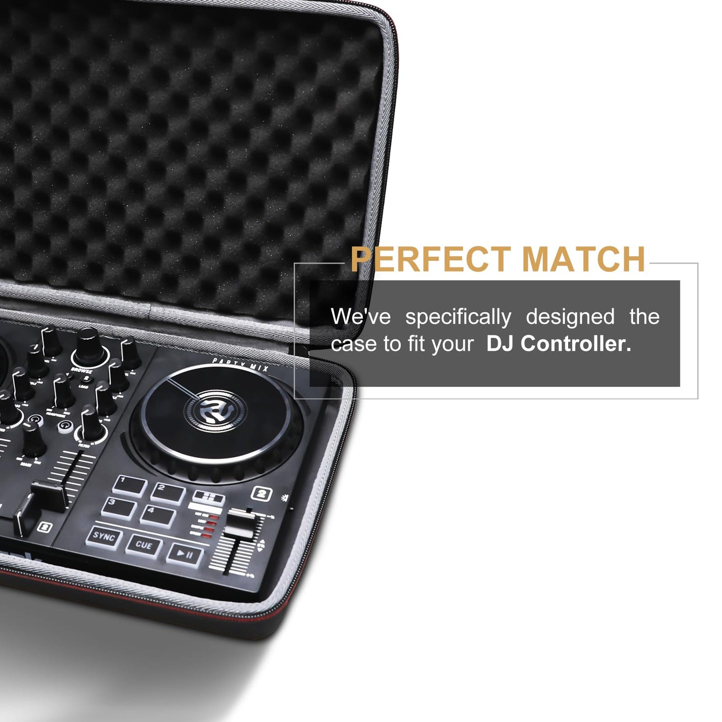 LTGEM DJ Mixer Case for Numark Party Mix II or Hercules DJControl Mix Ultra DJ Controller,Black(Case only)