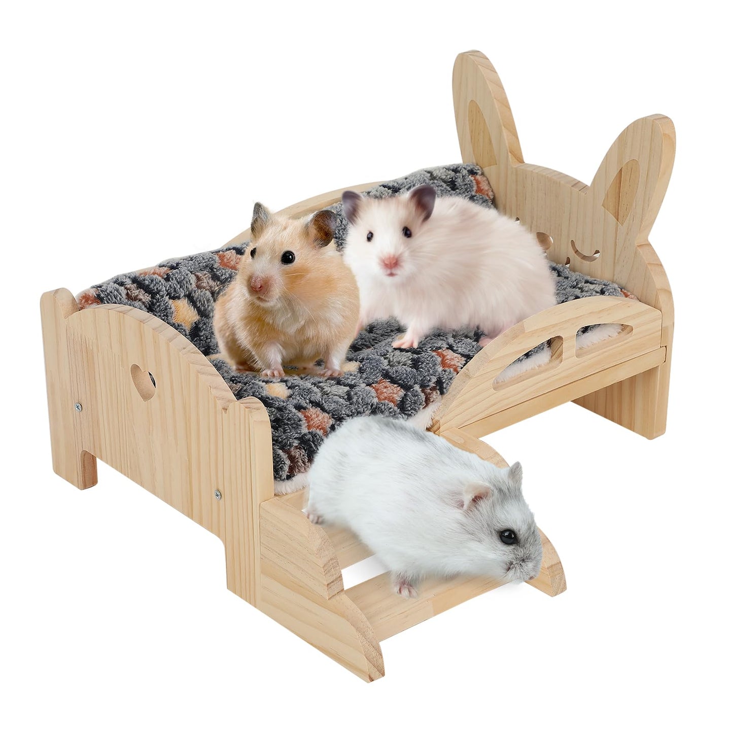 Wooden Guinea Pig Bed, Wooden Guinea Pig Hammock with Rabbit Bed, Hamster Bed with Ladder, Small Pet Habitats, for Guinea Pigs Ferrets Small Rabbits (B)