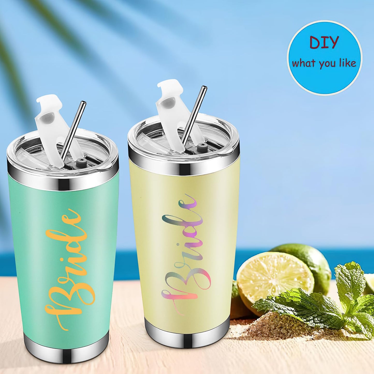 10 Pack Stainless Steel Tumbler Bulk,20 oz Double Wall Vacuum Insulated Travel Mug with Lid and Straw,Reusable Water Coffee Cup for Cold Hot Drinks,10 Colors