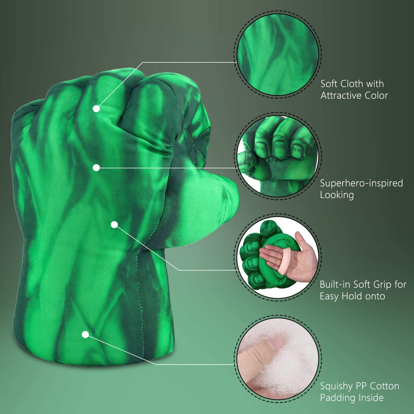 Toydaze Incredible Smash Fists Punching Gloves Plush Hands Stuffed Pillow Handwear, Kids Cosplay Costumes Gloves