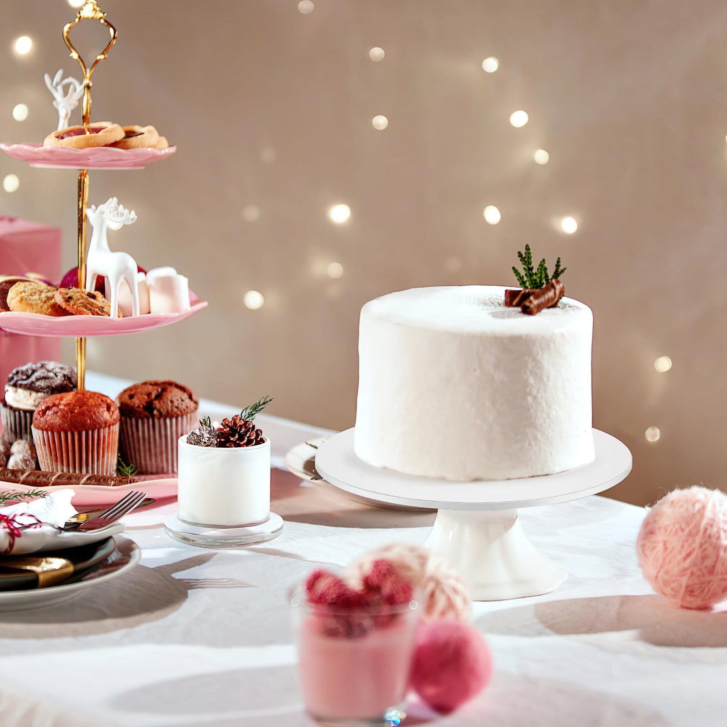 12 Pack Cake Drums, 12 Inch Cake Boards Round Cake Base Board, Cake Corrugated Cardboard Sturdy Cake Base Thick Cake Boards for Wedding Birthday Party