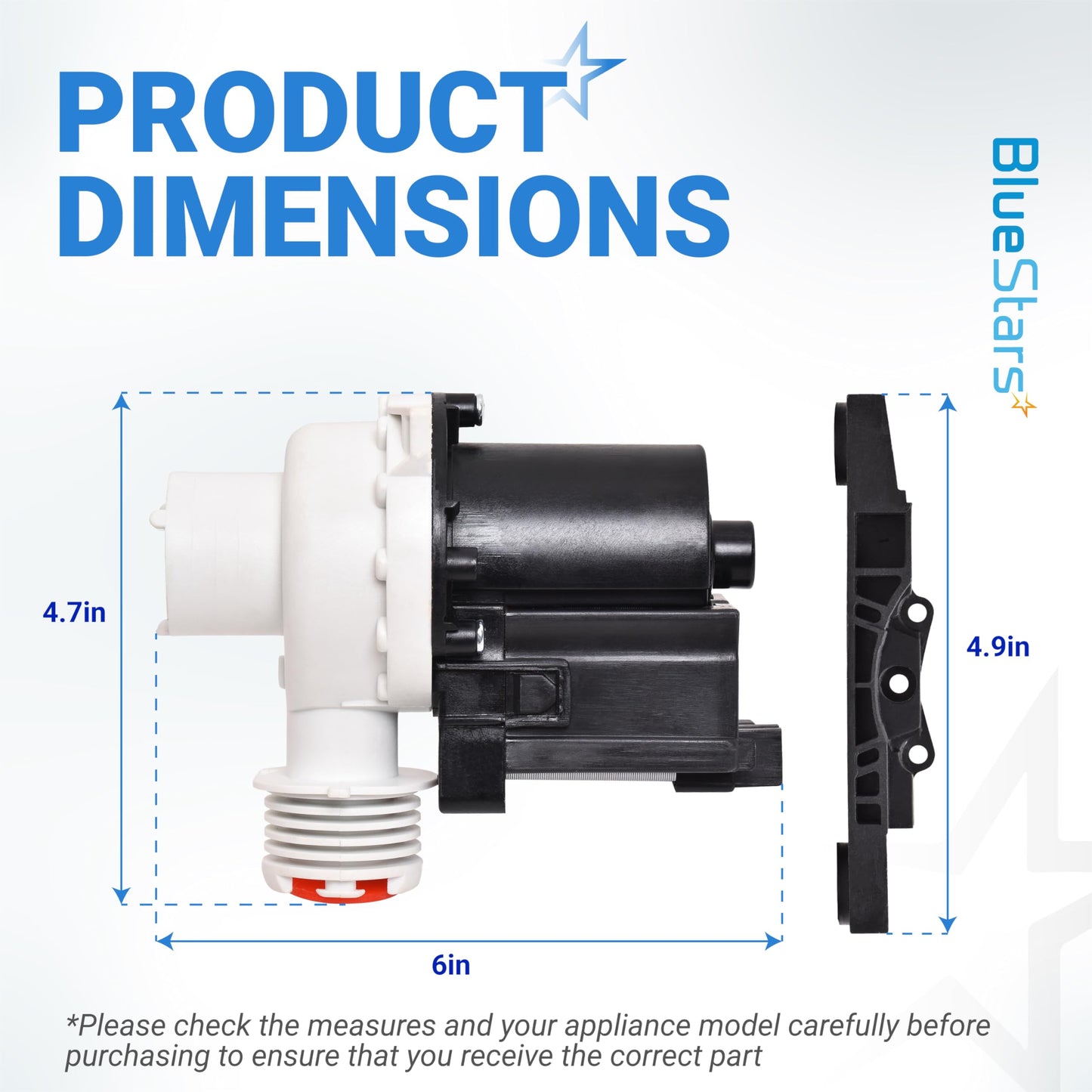 BlueStars Ultra Durable 137221600 Washer Drain Pump - Exact Fit for Kenmore Frigidaire Washers - Replaces 137108100 137151800 131724000 134051200 134740500 PS7783938 AP5684706