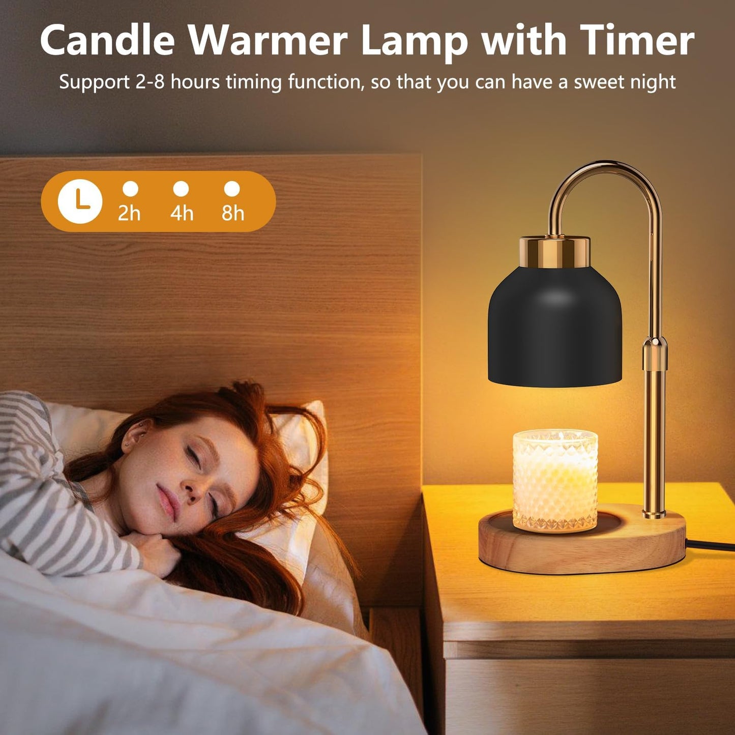 Candle Warmer Lamp with Timer,Candle Lamp with Dimmer,Wax Warmer Height Adjustable for Home Decor,Wax Melt Warmer for Scented Candles Gift for Mom Mother