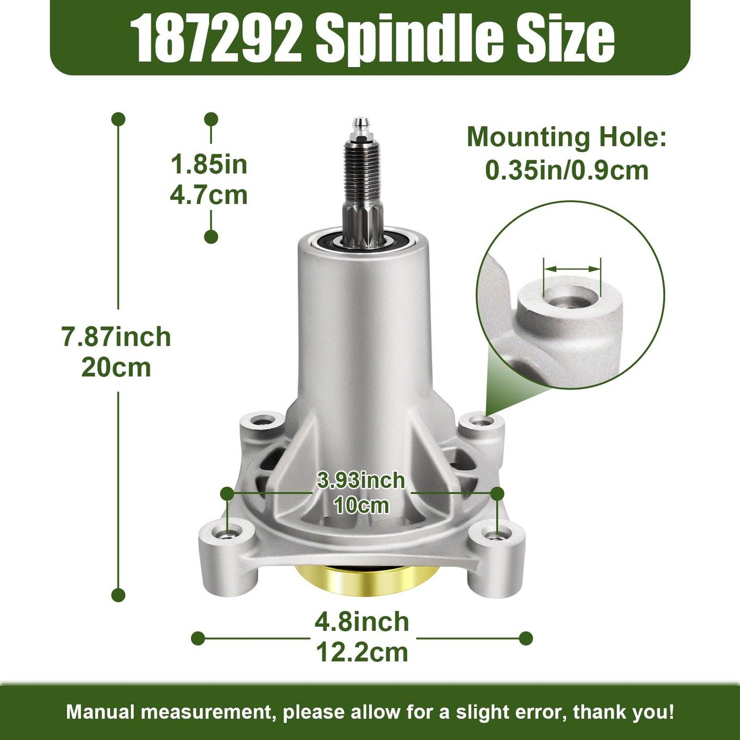 Upgrade 532187292, 187292,192870,567253301 Lawn Mower Deck Spindle Assembly for H-usqvarna, Crafts-Man, P-oulan 192870 532192870 532187281, 587819701, 587125401 Fits 42", 46", 48", 54" Decks by Podoy