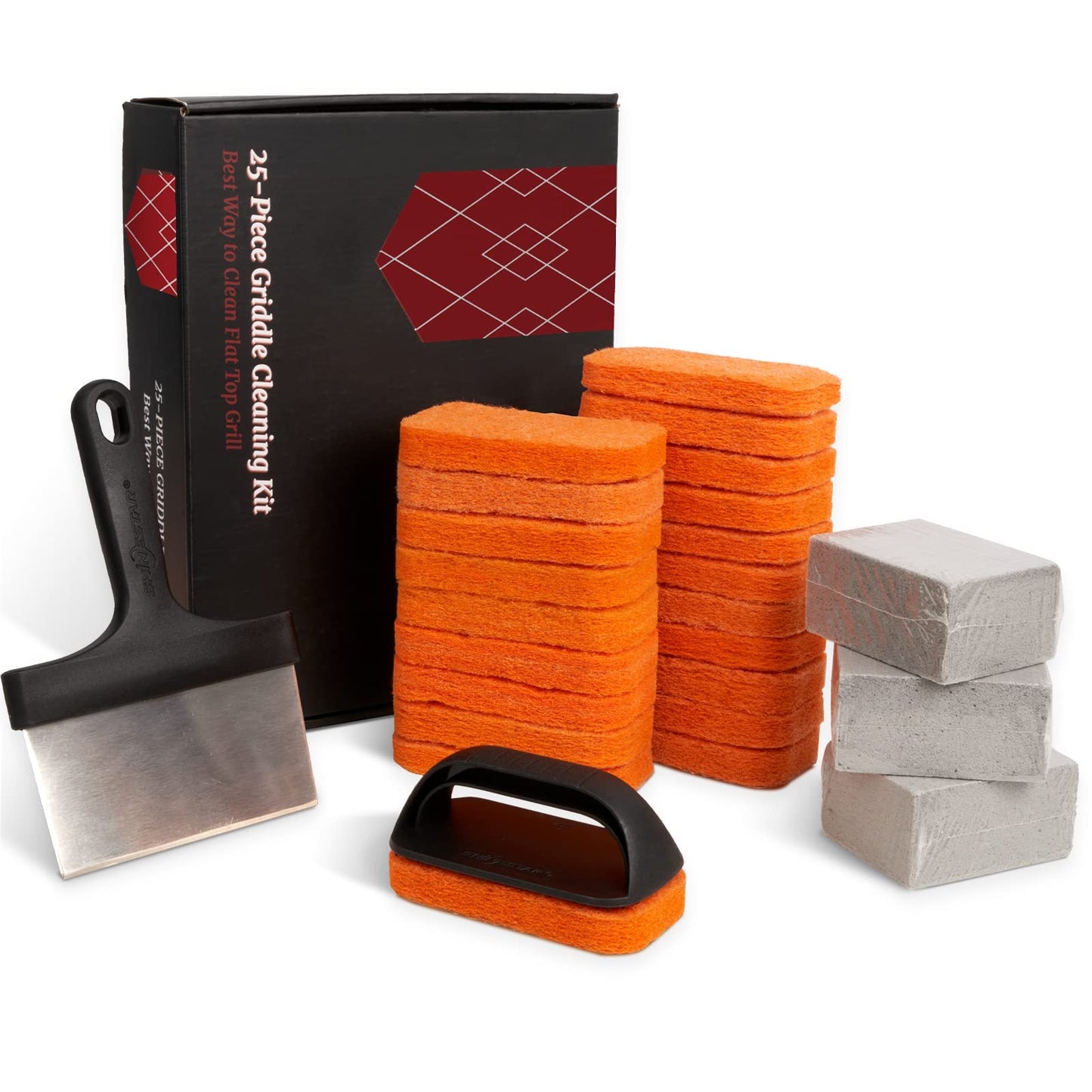 SHINESTAR 26 Piece Griddle Cleaning Kit for Blackstone | Complete Flat Top Grill Cleaner Kit with Scraper, Cleaning Brick, Scouring Pads