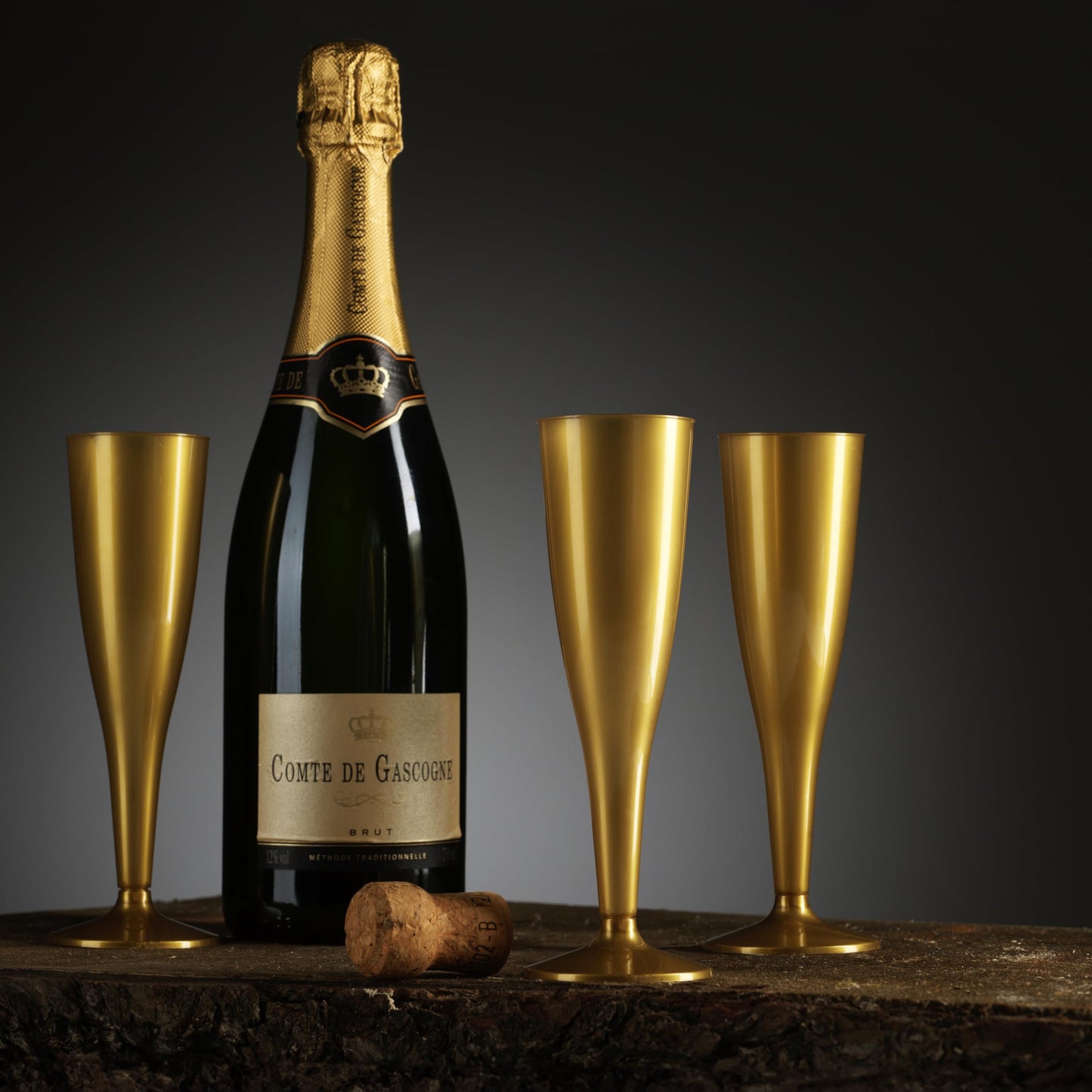 30 Pack Gold Plastic Champagne Flutes - 5 Oz Disposable Plastic Toasting Glasses - Wedding Party Cocktail Mimosa Plastic Cups