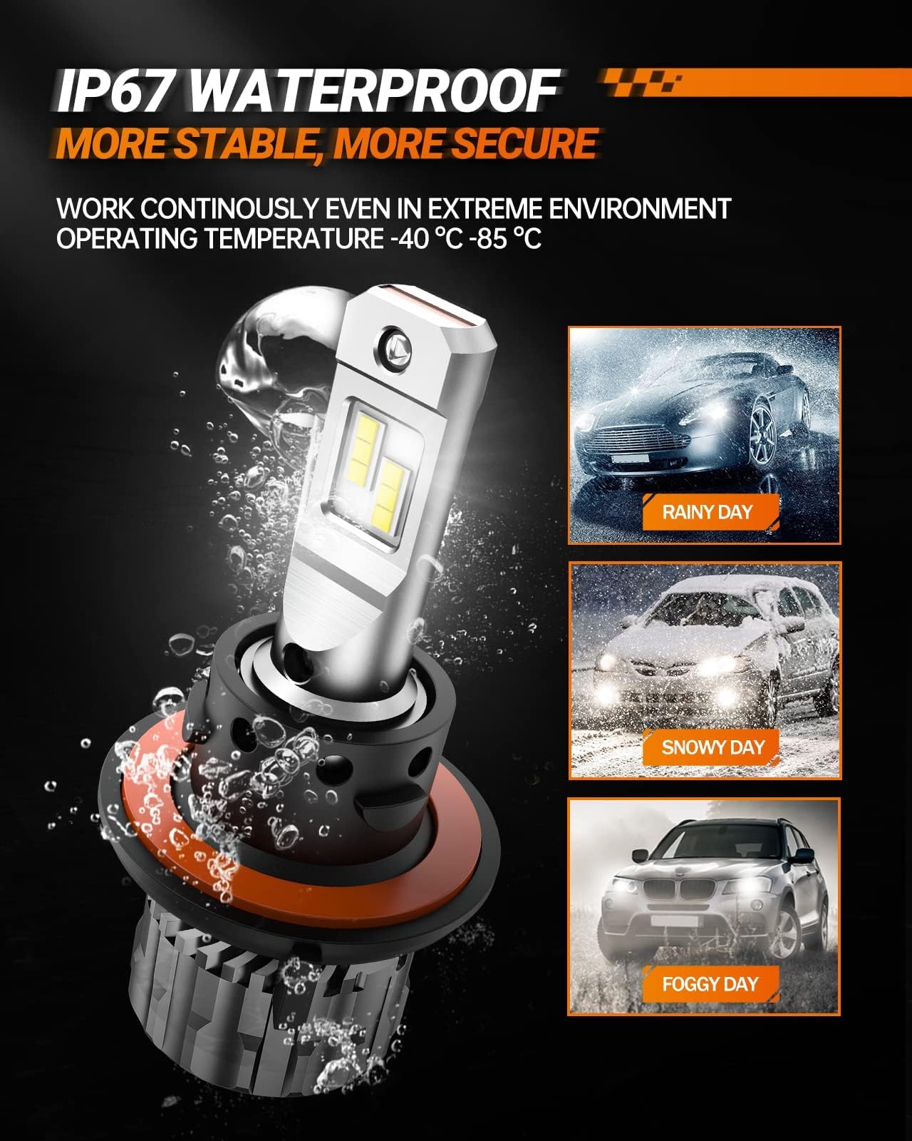 SEALIGHT H13/9008 LED Headlight Bulbs, 38000LM 800% Brighter High Beam/Low Beam Super Bright LED Headlights Conversion Kit, 6500K Cool White Plug and Play Halogen Replacement, Pack of 2