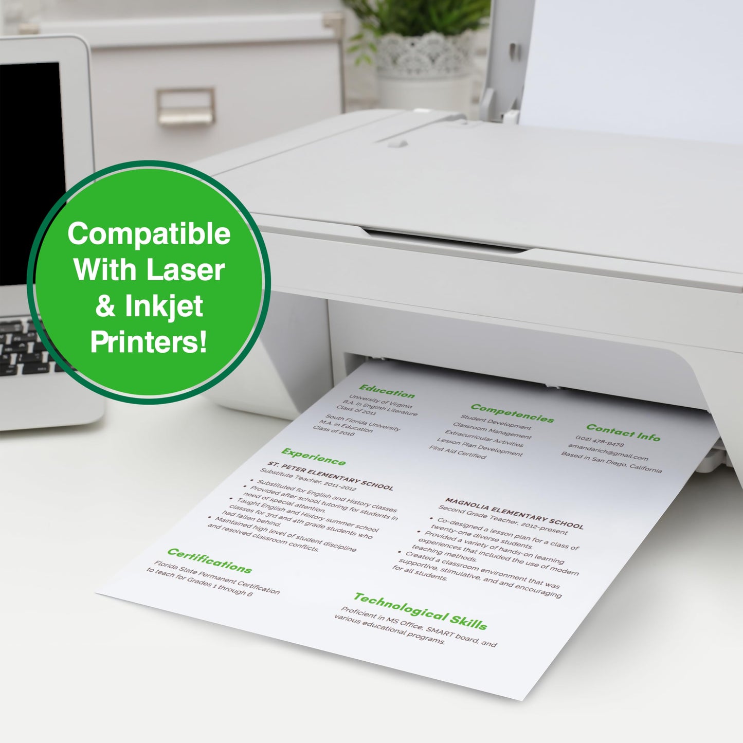 PrintWorks 100% Recycled Printer Paper 8.5" x 11" White - 20 lb Copy & Multipurpose Computer Paper - 3 Packs, 1200 Sheets - Made in The USA - 92 Bright - Printer & Copier Compatible (00018-3)