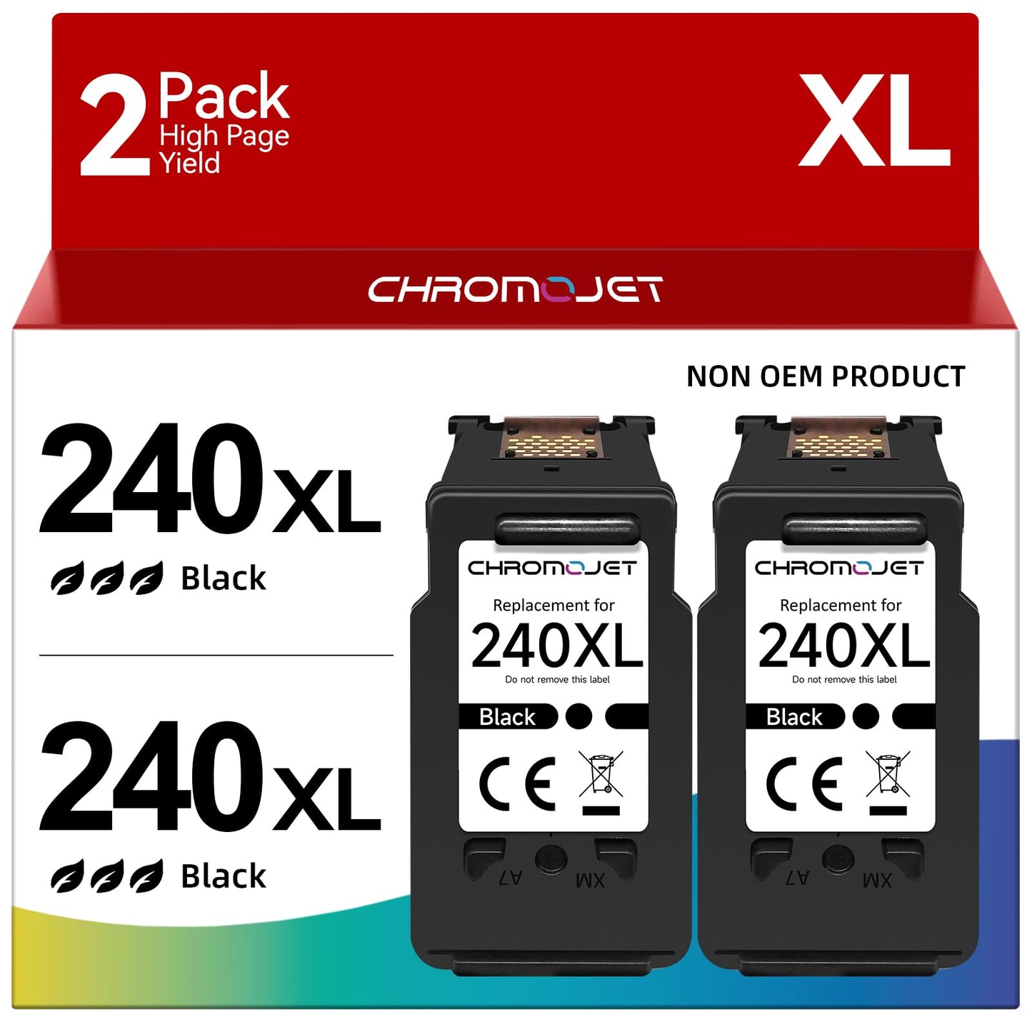 Chromojet 240XL Black Ink Cartridges Compatible for Canon 240XL Black Ink Cartridge Printer Ink 240 PG240XL PG-240XL Fit for PIXMA MG3620 MG3600 TS5120 TS5100 MG3220 MG3520 MG2120 MX472 (2 Black)