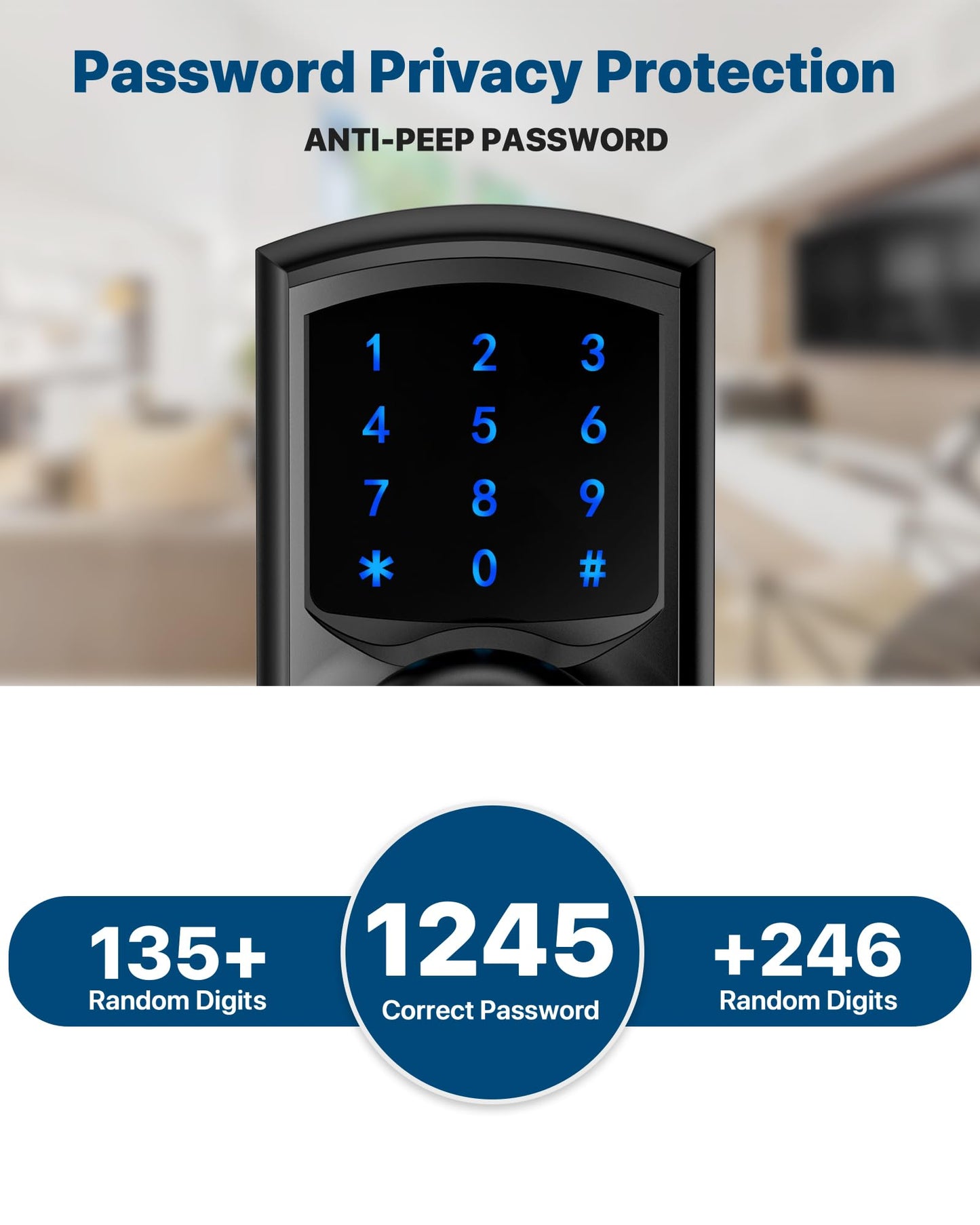 HIDALIFE Keyless Entry Door Lock, Keypad Door Lock with Handle, Touchscreen Digital Lock, Anti-peep Password, Auto-Lock, Easy Install for Front Door, Office, Apartment-Matte Black