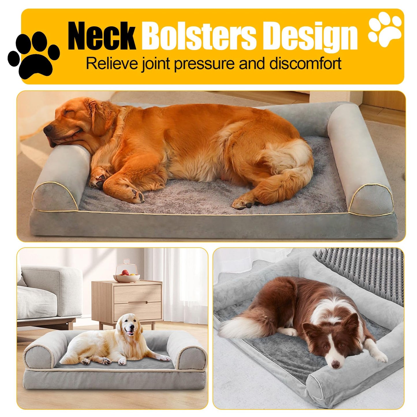Dog Bed, Orthopedic Dog Beds for Medium Large Dogs,Washable Dog Pet Bed with Washable Removable Cover Soft Cotton Dog Couch XL100*60 * 16cm