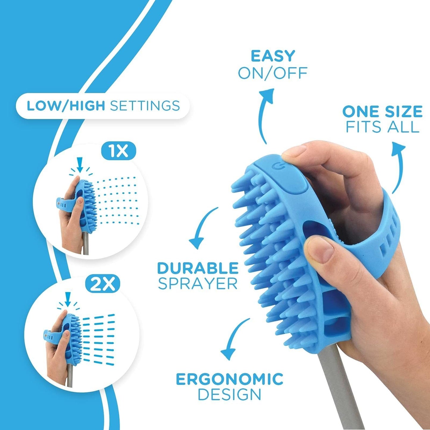 Aquapaw Dog Bath Brush Pro Sprayer and Scrubber Tool in One - Indoor/Outdoor Dog Bathing Supplies - Pet Grooming for Dogs or Cats with Long and Short Hair - Wash Hose and Shower Attachment