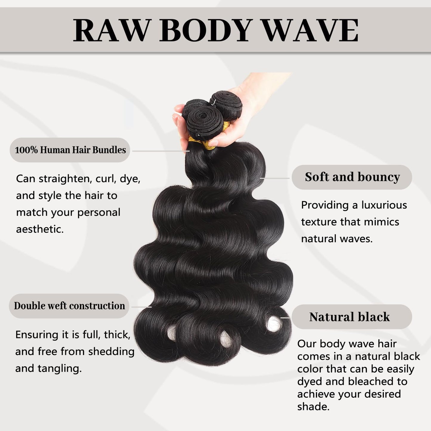 Body Wave Human Hair Bundles Body Wave Hair 3 Bundles 12A Grade Unprocessed Brazilian Virgin Hair Extensions for Women (Body Wave Bundles, 22 24 26 Inch)
