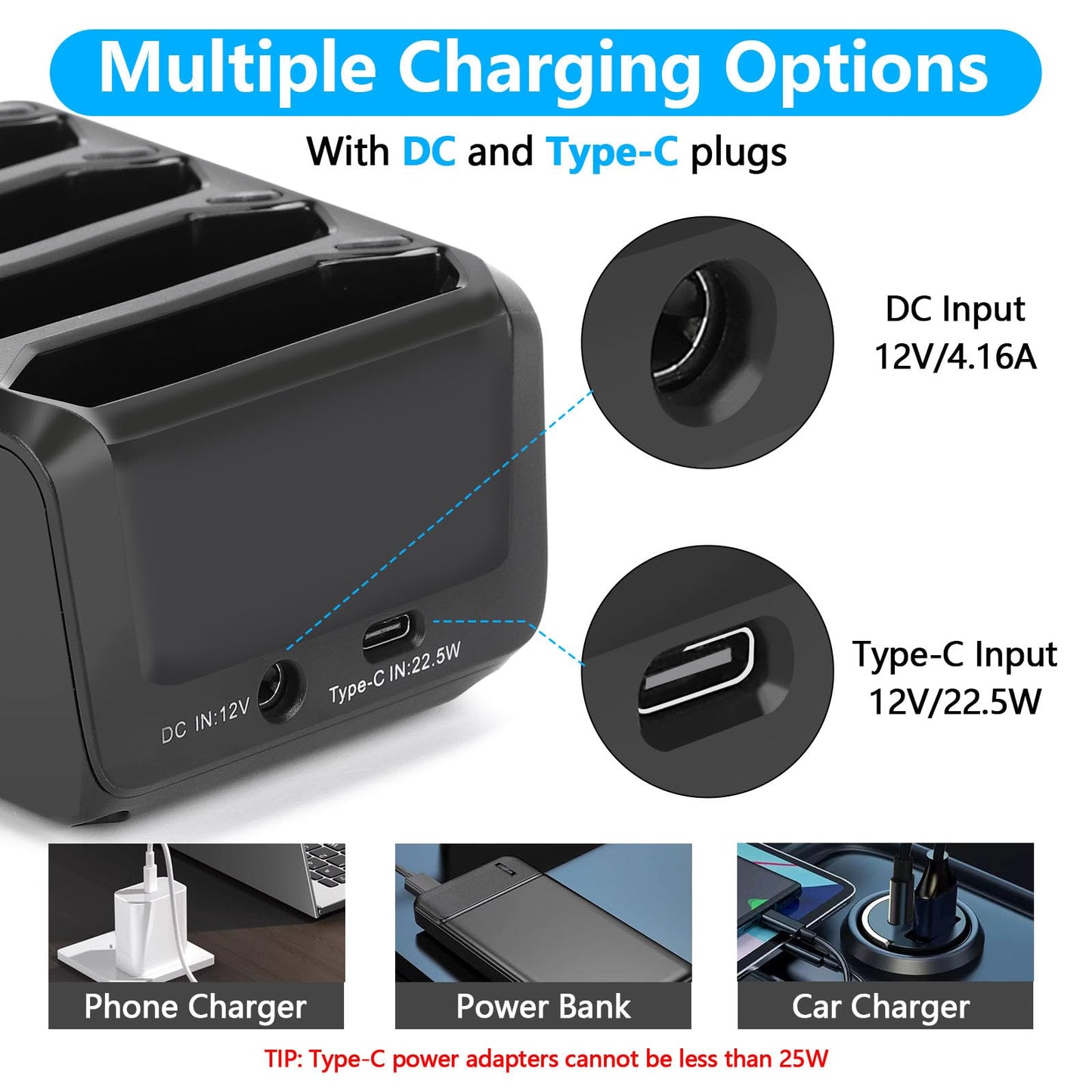 for Zebra TC77 Battery Charger Cradle - for Zebra TC7X Battery Charger - for Symbol/Zebra TC70 TC70X TC72 TC77 TC75 TC55 Barcode Scanner Batteries Charger Cradle SAC-TC7X-4BTYC1 (4-Slot)