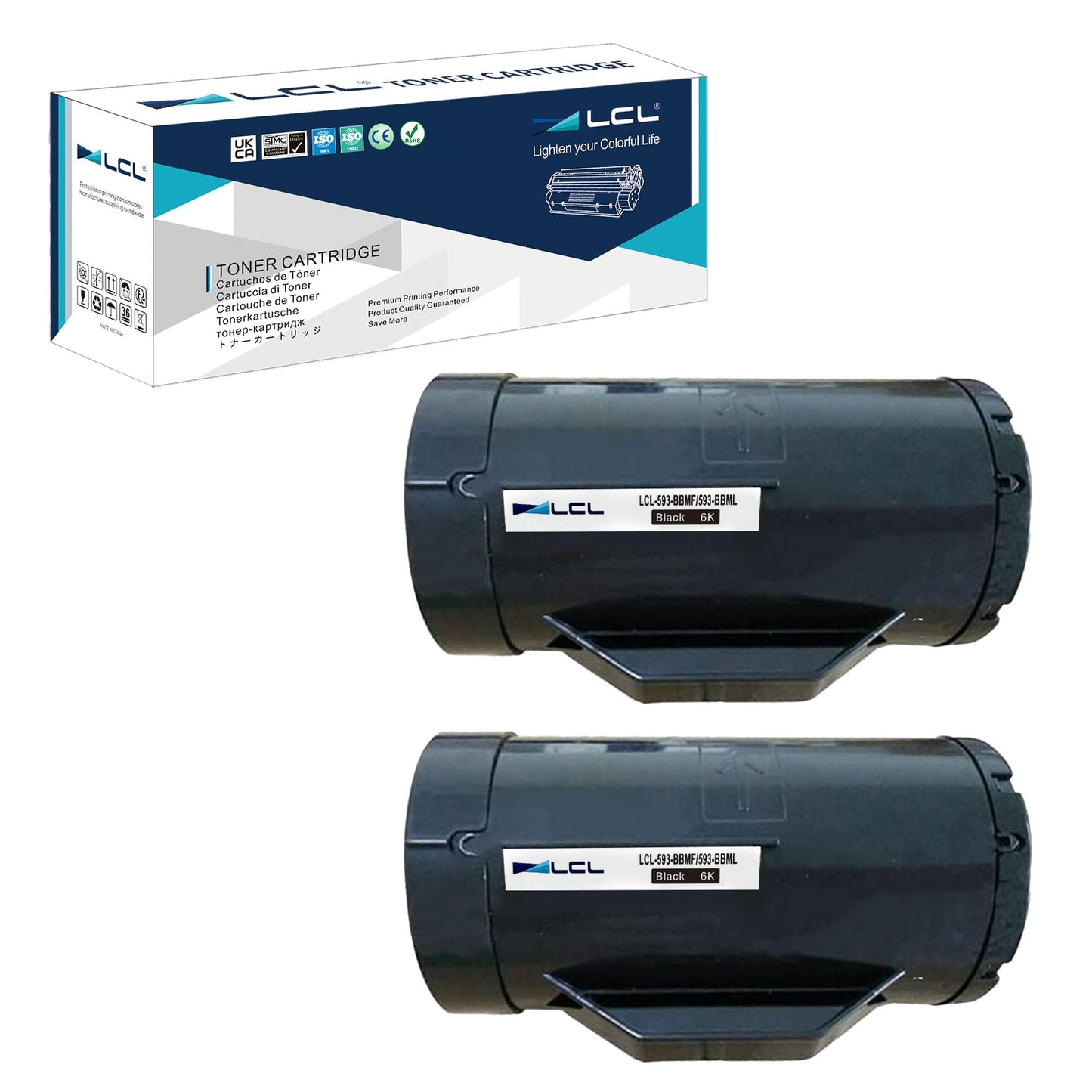 LCL Compatible Toner Cartridge Replacement for Dell H815dw S2815dn S2810dn 593-BBMF 593-BBML 6000 Pages (2-Pack,Black) Toner Cartridge for Dell H815 H815dw S2810dn S2815dn