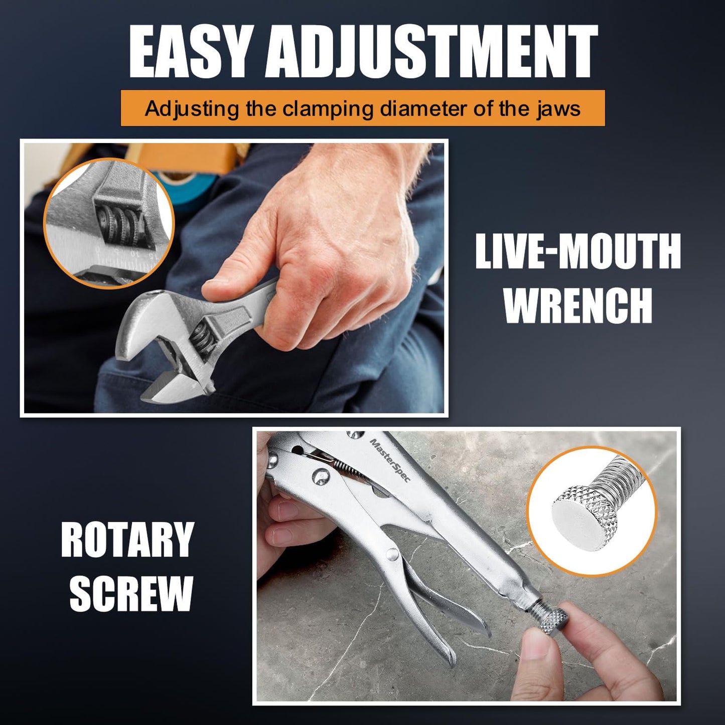 MasterSpec 10Pcs Hand Tool Set Pliers Set Multi-Grip Pliers Long Nose/Slip Joint/Diagonal/Combination/Jaw Locking/Water Pump Pliers/Adjustable Spanner for Home Industry