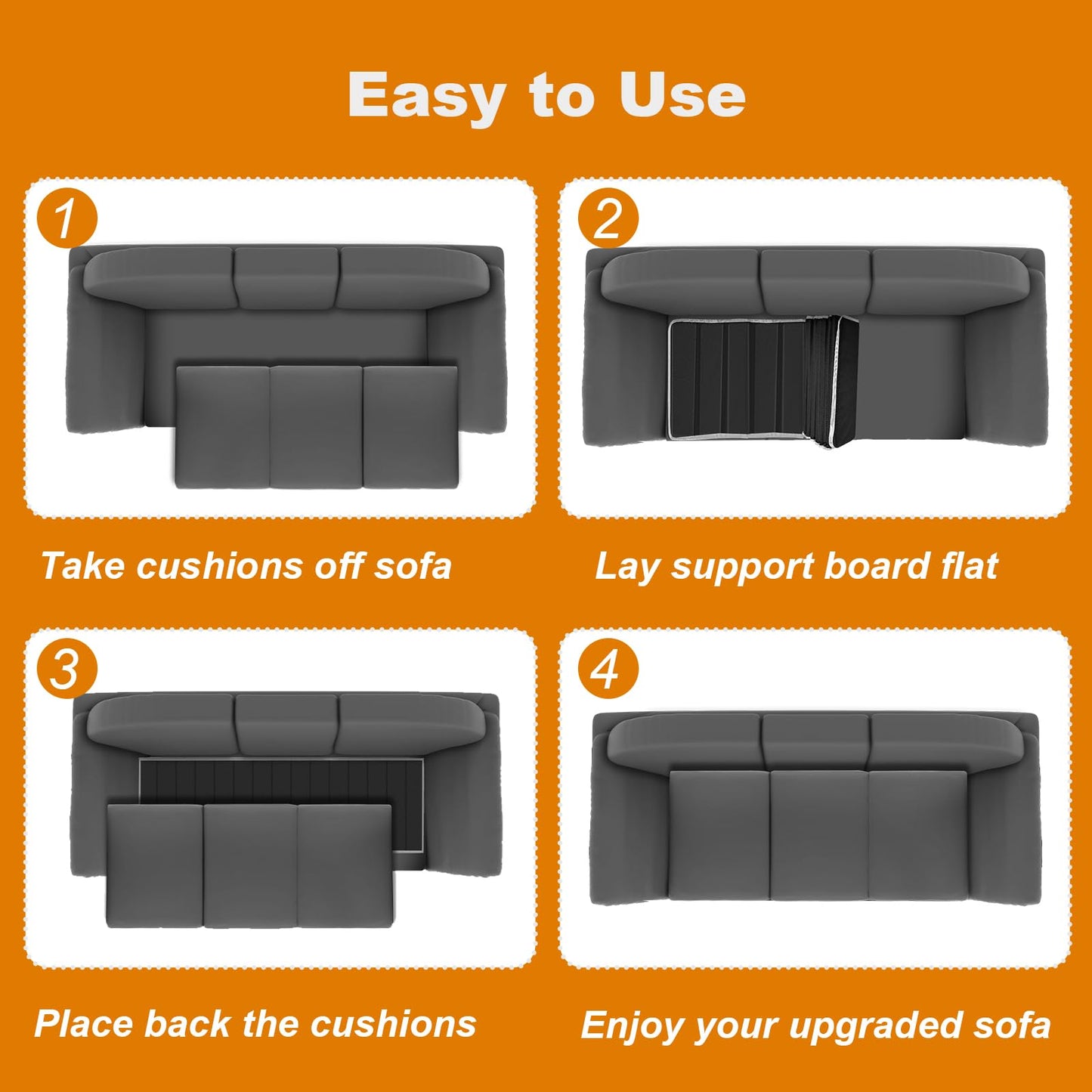 Couch Cushion Support for Sagging Seat - Sofa Saver Protector Insert Board for Sagging Cushions, Fit Most Couch with Non-Slip Durable Surface & Extra Thick MDF & Round Corner Treatment, 17"x66"