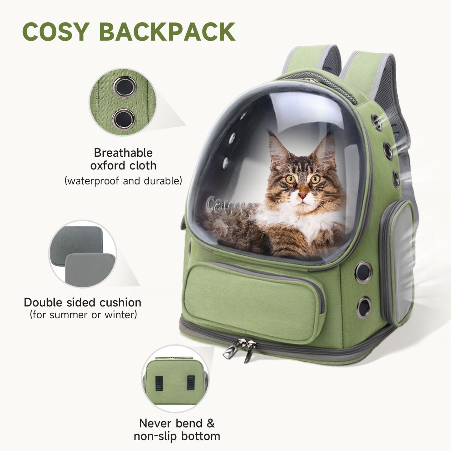 Cawypety Cat Carrier, Cat Backpack Carrier, Large Pet Carrier for Under 15 lbs, Dog and Small Pet, Breathable Cat Bag Carrier Used in Car, Hiking, Cycling Travel