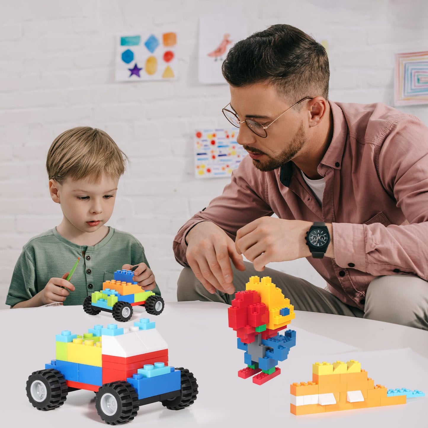1500 Pieces Building Bricks for Kids with Doors,Windows,Wheels,Tires,Axles, Classic Building Bulk Blocks Compatible with All Major Brands for Boys Girls Ages 3 4 5 6 7 8 9 10 Year Old