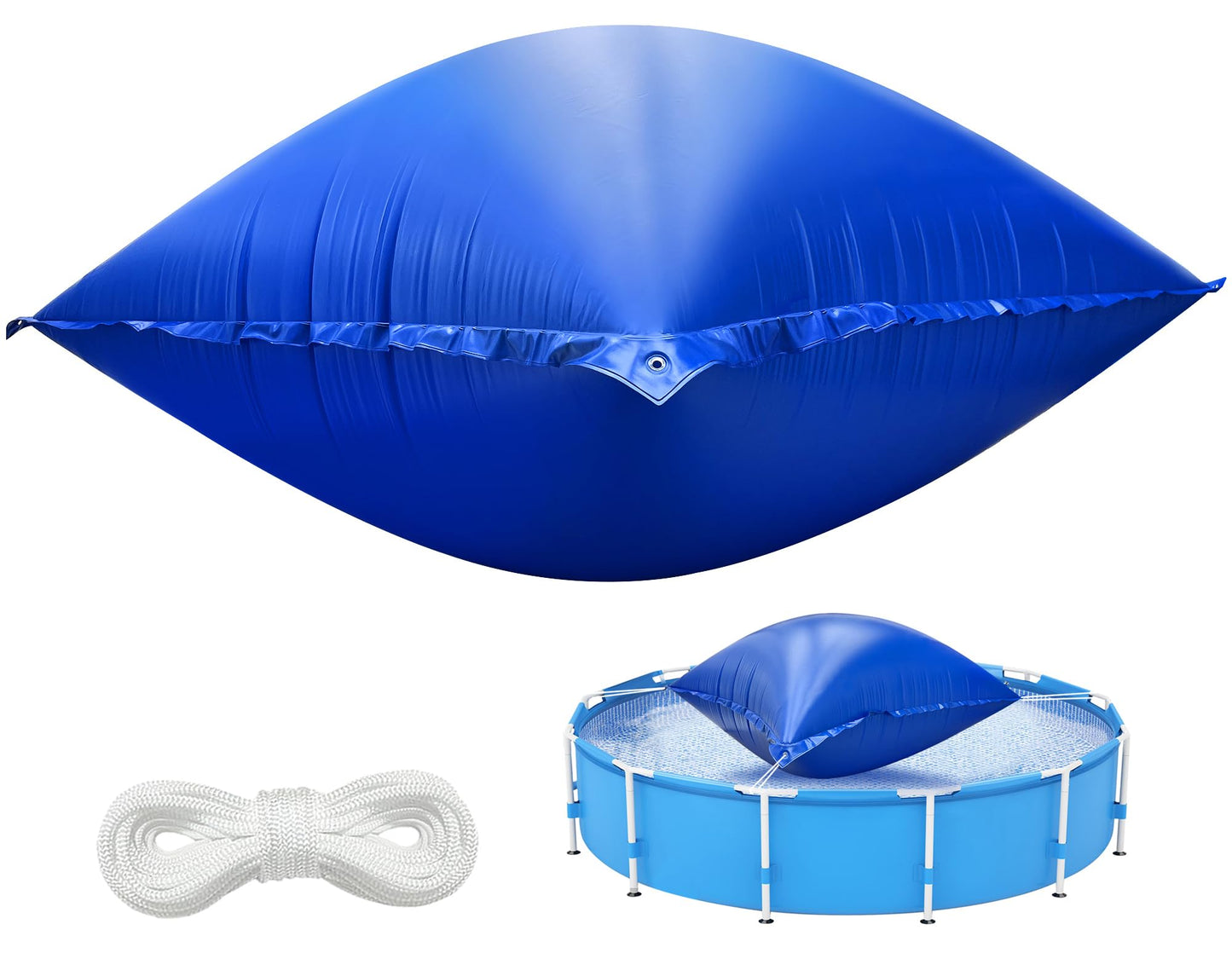Sfcddtlg 7.8 x 6.3 Ft Large Pool Pillows for Above Ground Pools- Rectangle Winter Pool Cover Air Pillow- Inflatable Swimming Pool Closing Winter Pillow with Ropes for Support Pool Covers
