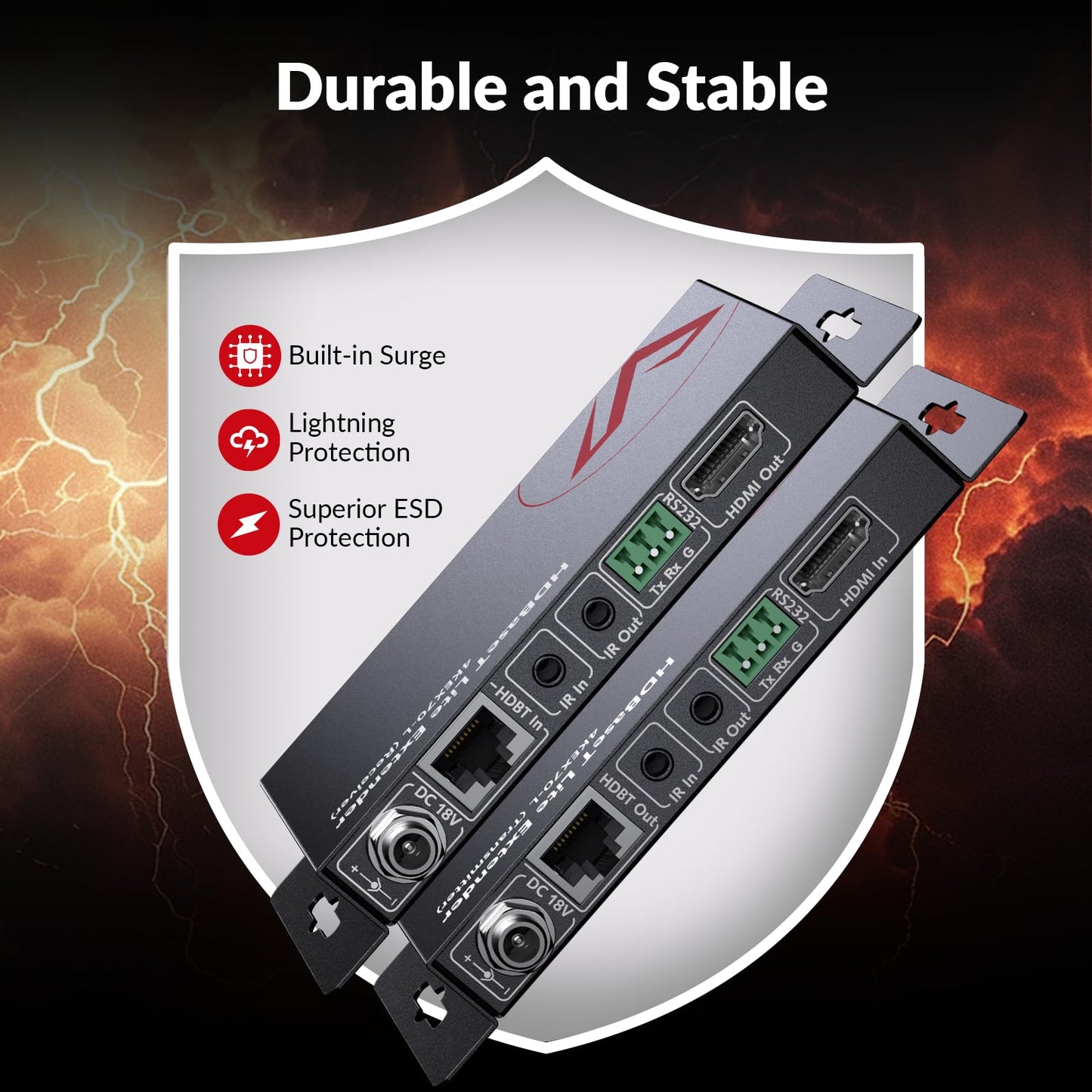 AV Access 4K HDBaseT HDMI Extender, 70m/230ft HDMI Extender Over Single Cat6/6a/7 with 2-Way IR, CEC, PoE & RS232, EDID, HDCP 2.2