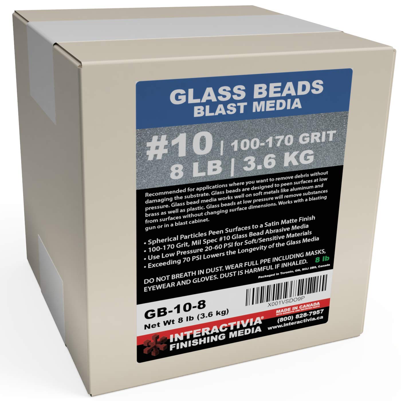 #10 Glass Beads - 8 lb or 3.6 kg - Blasting Abrasive Media (Extra Fine) 100-170 Mesh or Grit - Spec No 10 for Blast Cabinets Or Sand Blasting Guns - Small Beads for Cleaning and Finishing