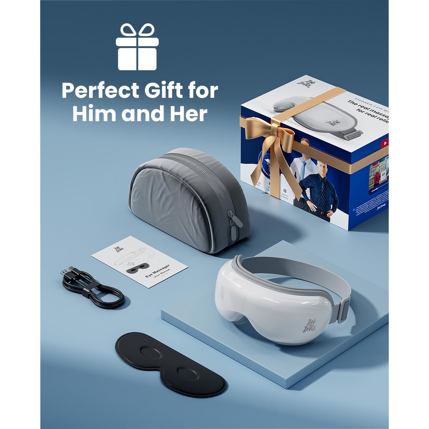 Bob and Brad EyeOasis 3 Electric Eye Mask with Heat and Cooling, Rechargeable Sleep Eye Mask for Relaxation, Birthday Christmas Gift for Women Men