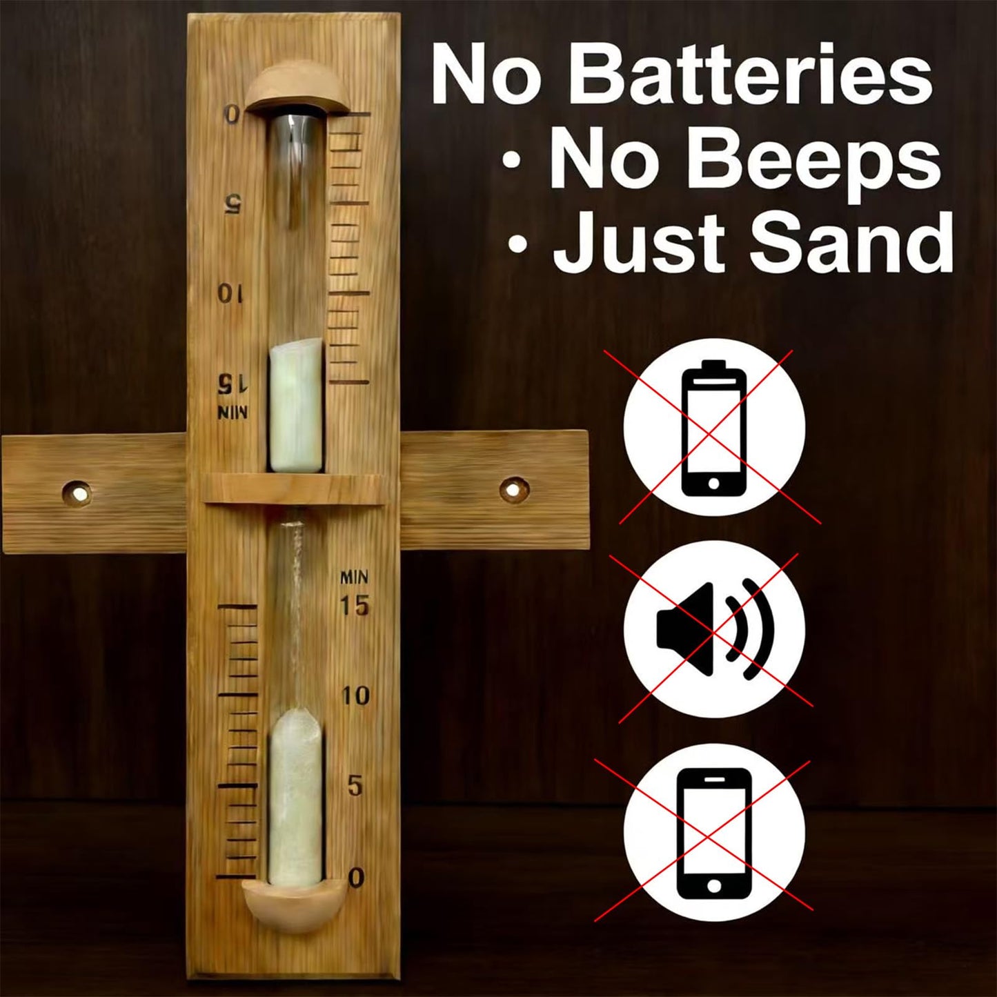 Sauna Sand Timer, 15 Minute Red Cedar Wooden Sauna Hourglass with with Whith Sand, Heat Resistant Rotating Sand Clock Hour Glass Timer for SPA, Bathroom