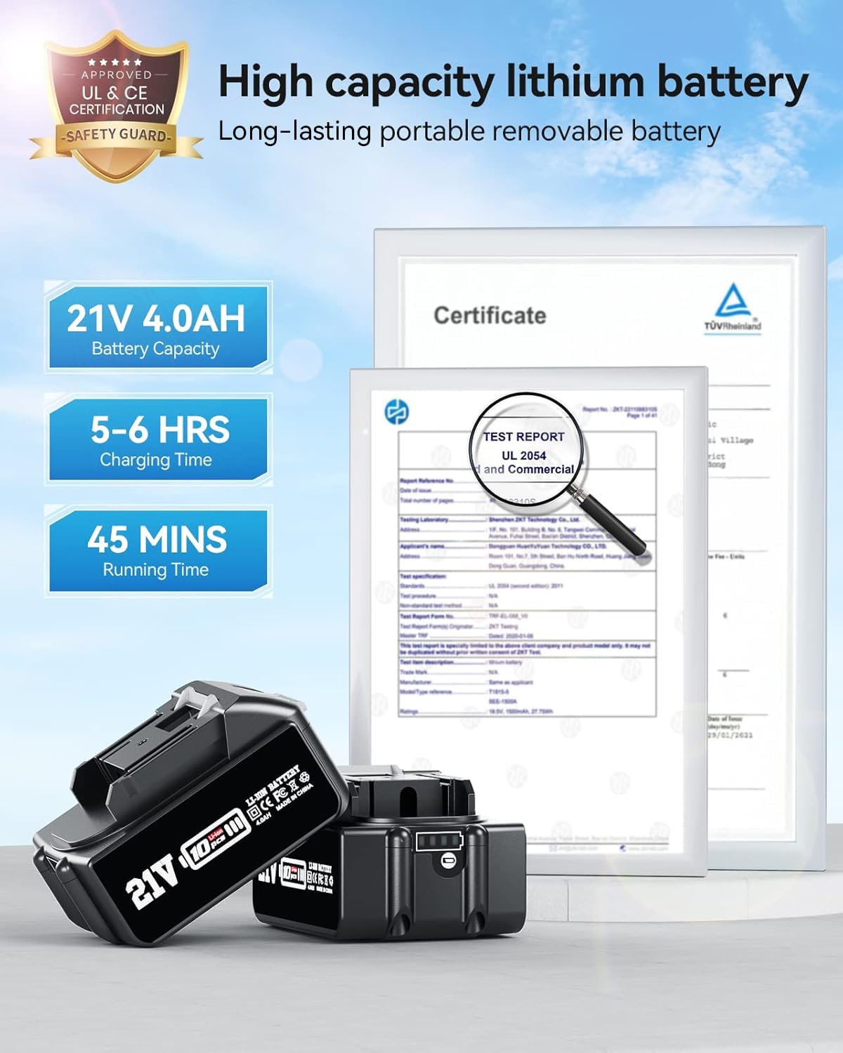 Aihand Cordless Pressure Washer, 986PSI Portable Power Cleaner with 2*4.0Ah Batteries, 6-IN-1/0-180° Nozzles, 3 Faucet Adapters, Handheld High-Pressure Car Washer for Fences/Patios, Charger Included